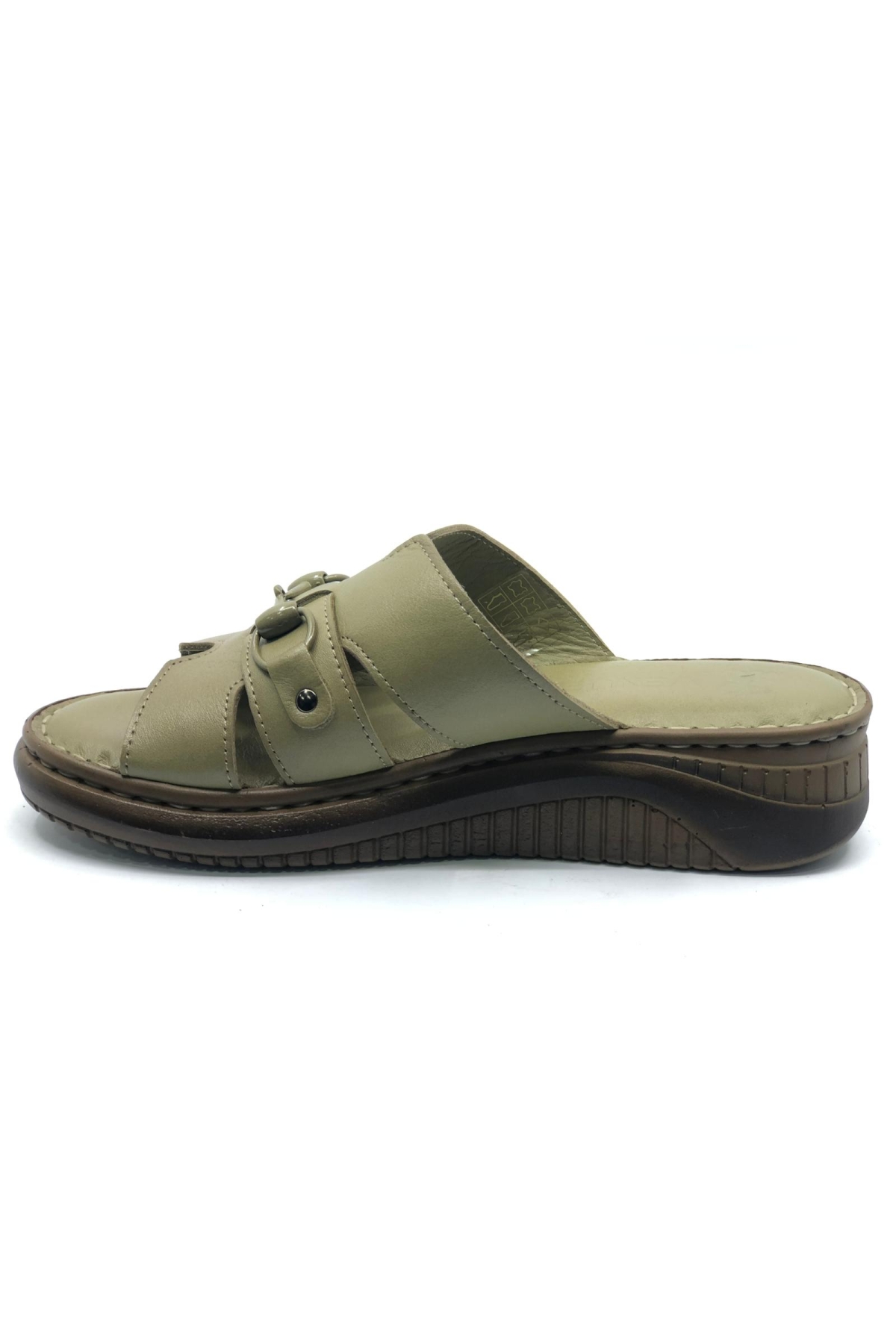 Roz Hakiki Deri Kadın Terlik - Görsel 4