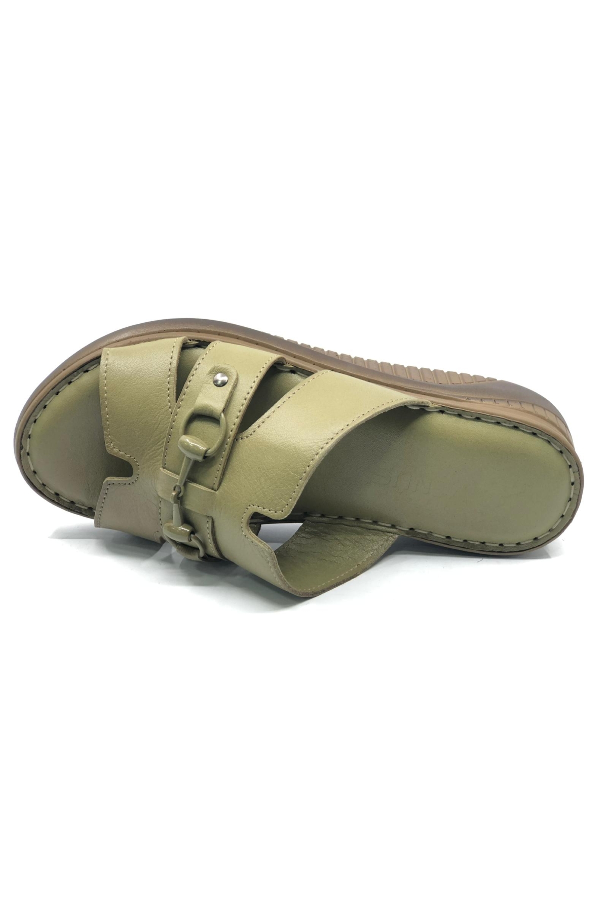 Roz Hakiki Deri Kadın Terlik - Görsel 5