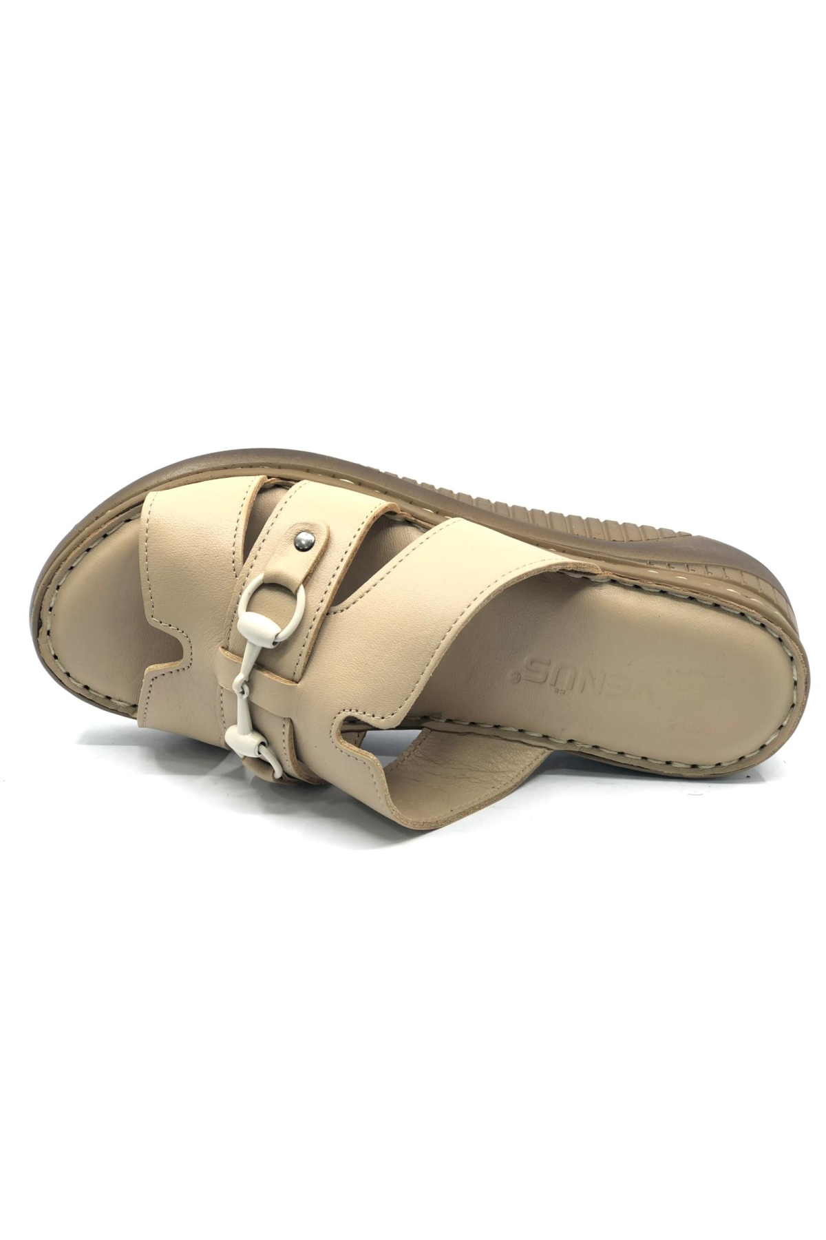 Roz Hakiki Deri Kadın Terlik - Görsel 5