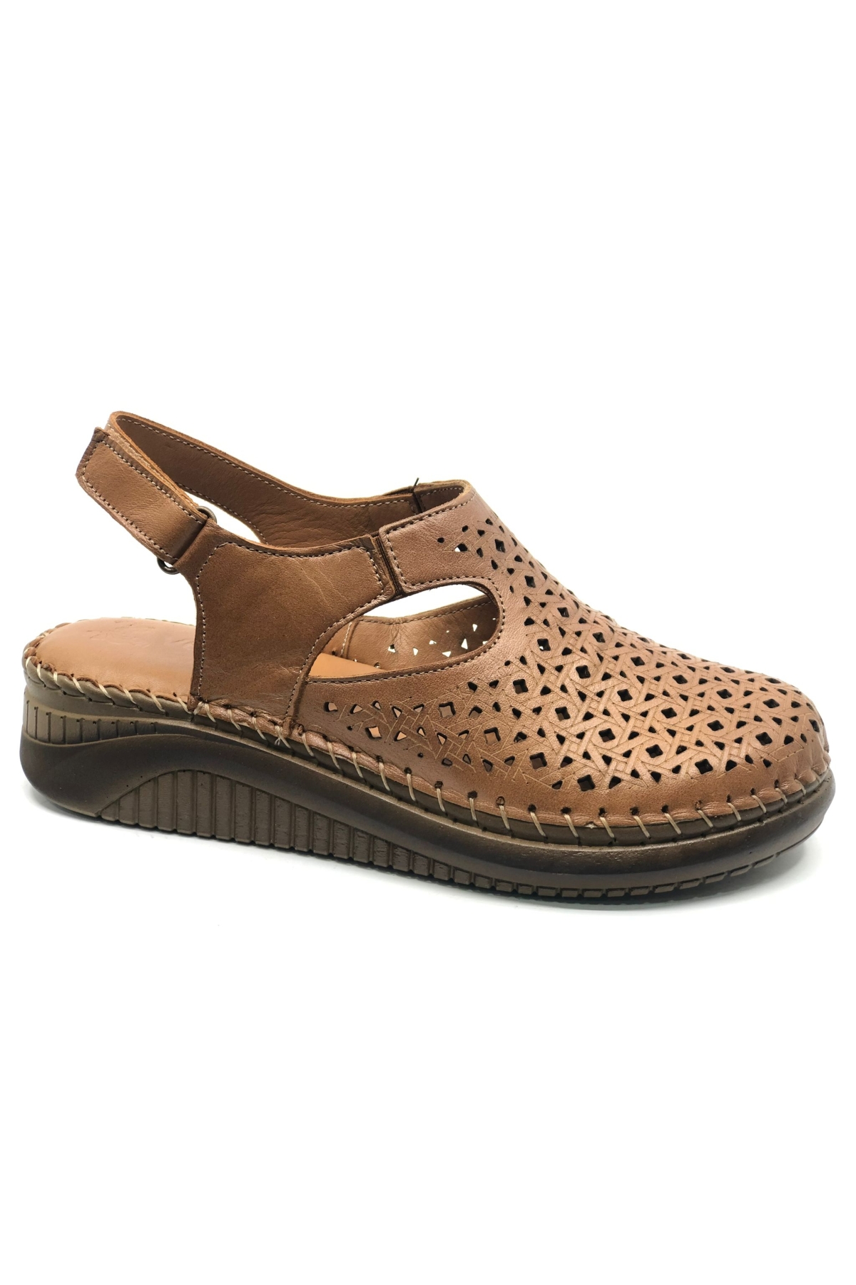 Vingo Hakiki Deri Comfort Ortopedik Kadın Sandalet - Görsel 4