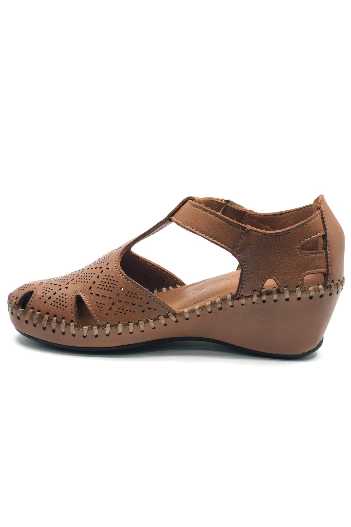 Linda Hakiki Deri Comfort Ortopedik Kadın Sandalet - Görsel 4