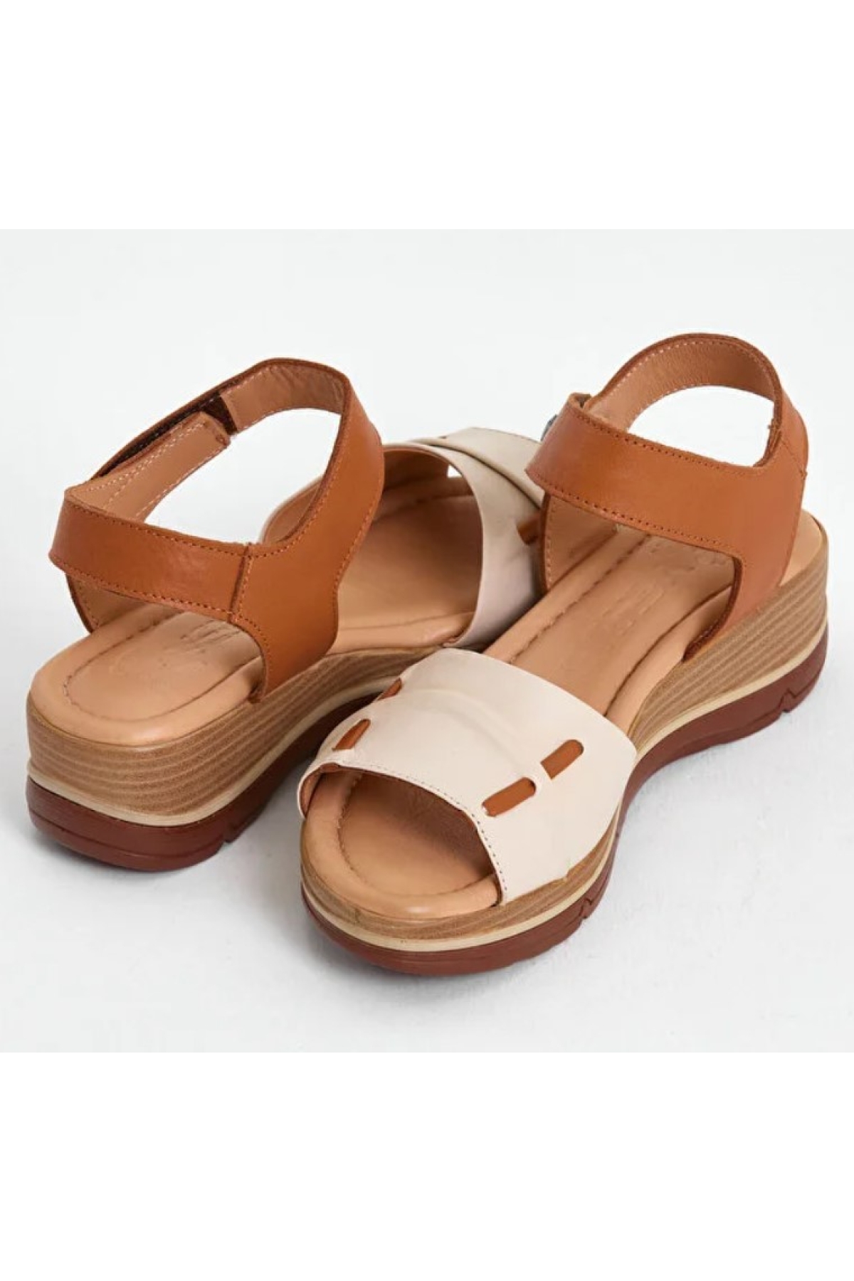 Vipera Hakiki Deri Comfort Ortopedik Kadın Sandalet - Görsel 5