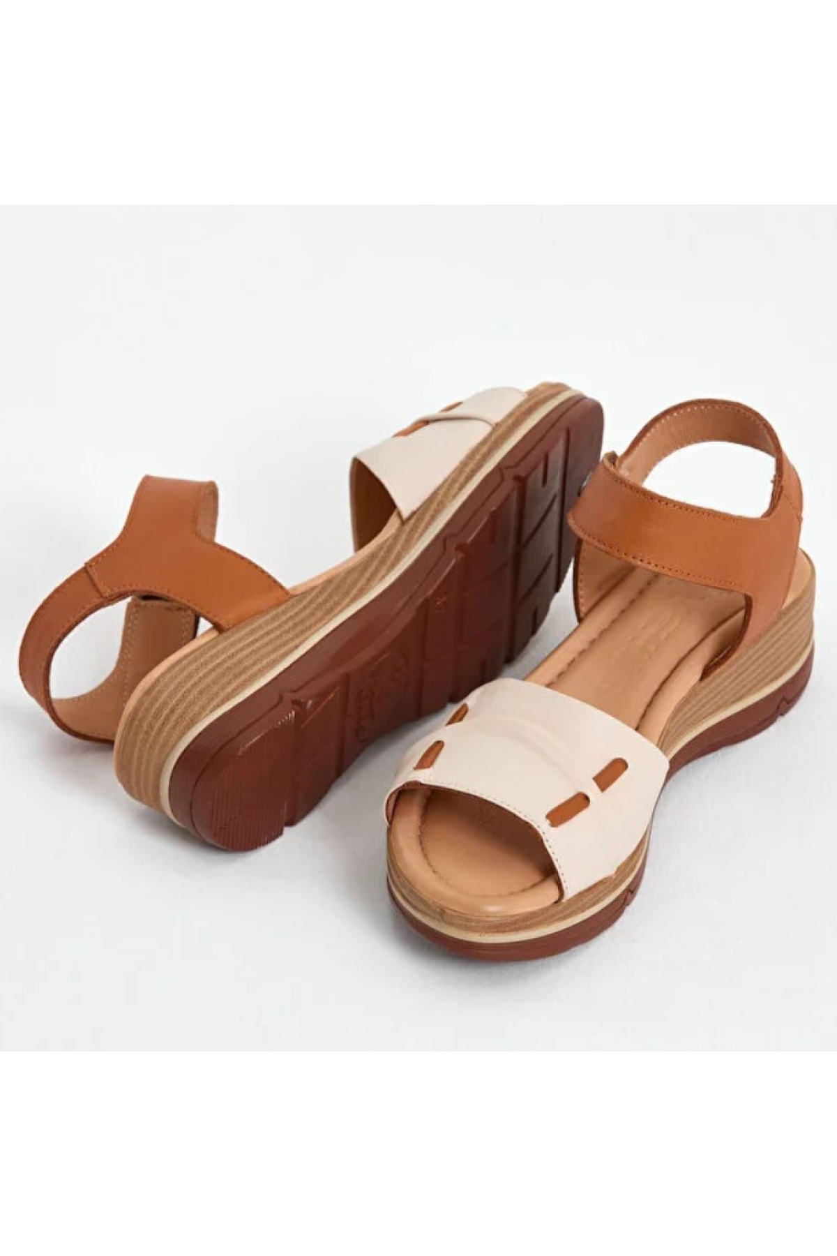 Vipera Hakiki Deri Comfort Ortopedik Kadın Sandalet - Görsel 6