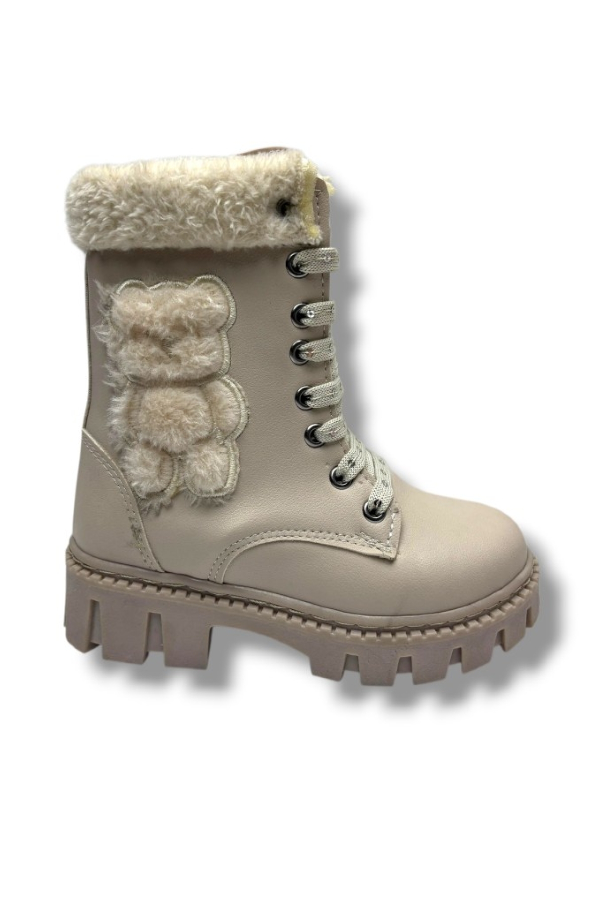 Labubu 273-26 Yağlı Deri Ayıcık Figürlü İçi Kürklü Fermuarlı Bağcıklı Kız Çocuk Bot 28-35 - Görsel 3