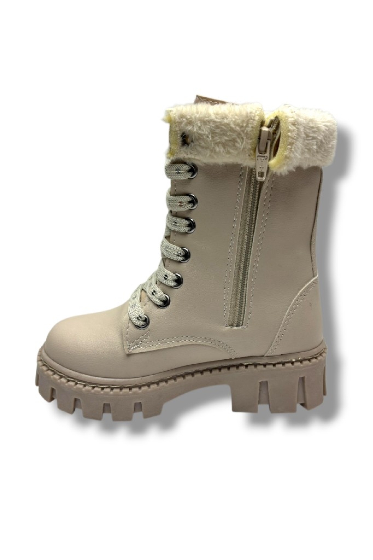 Labubu 273-26 Yağlı Deri Ayıcık Figürlü İçi Kürklü Fermuarlı Bağcıklı Kız Çocuk Bot 28-35 - Görsel 4