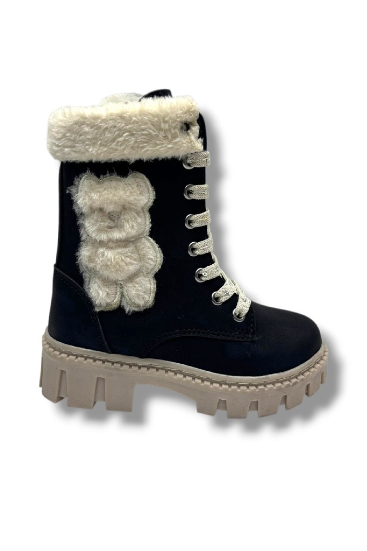 Cakgo Cakgo Siyah Labubu 273-26 Yağlı Deri Ayıcık Figürlü İçi Kürklü Fermuarlı Bağcıklı Kız Çocuk Bot 28-35 | Flo Siyah - 3. görsel