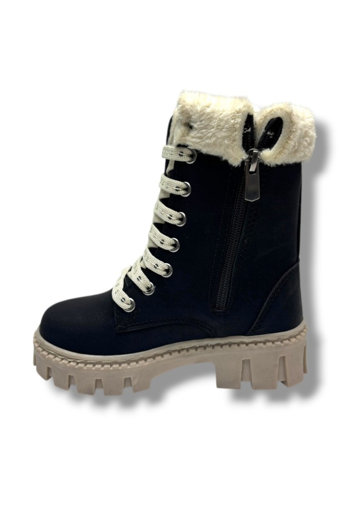 Cakgo Cakgo Siyah Labubu 273-26 Yağlı Deri Ayıcık Figürlü İçi Kürklü Fermuarlı Bağcıklı Kız Çocuk Bot 28-35 | Flo Siyah - 4. görsel