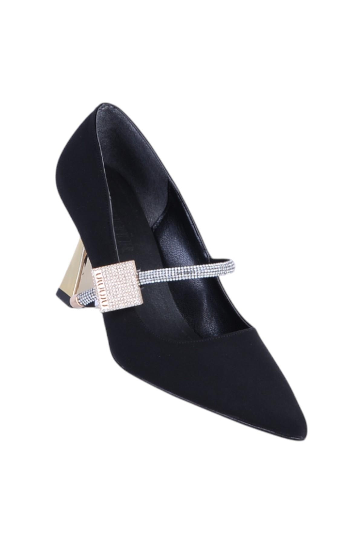 Nehir Onsa Siyah Saten Kadın 9Cm Topuklu Ayakkabı - Görsel 3