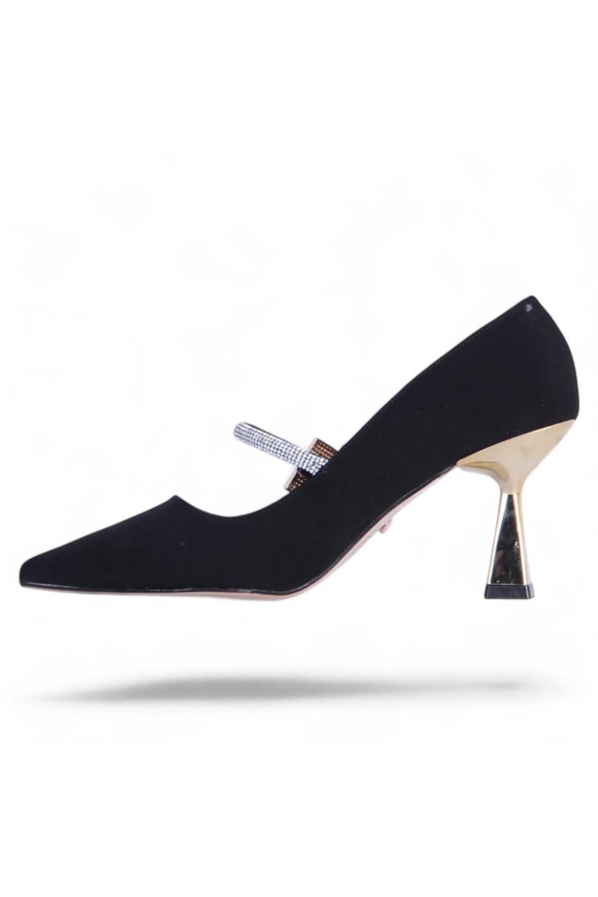 Nehir Onsa Siyah Saten Kadın 9Cm Topuklu Ayakkabı - Görsel 4