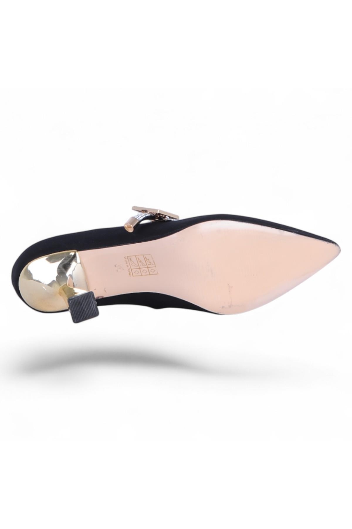 Nehir Onsa Siyah Saten Kadın 9Cm Topuklu Ayakkabı - Görsel 5