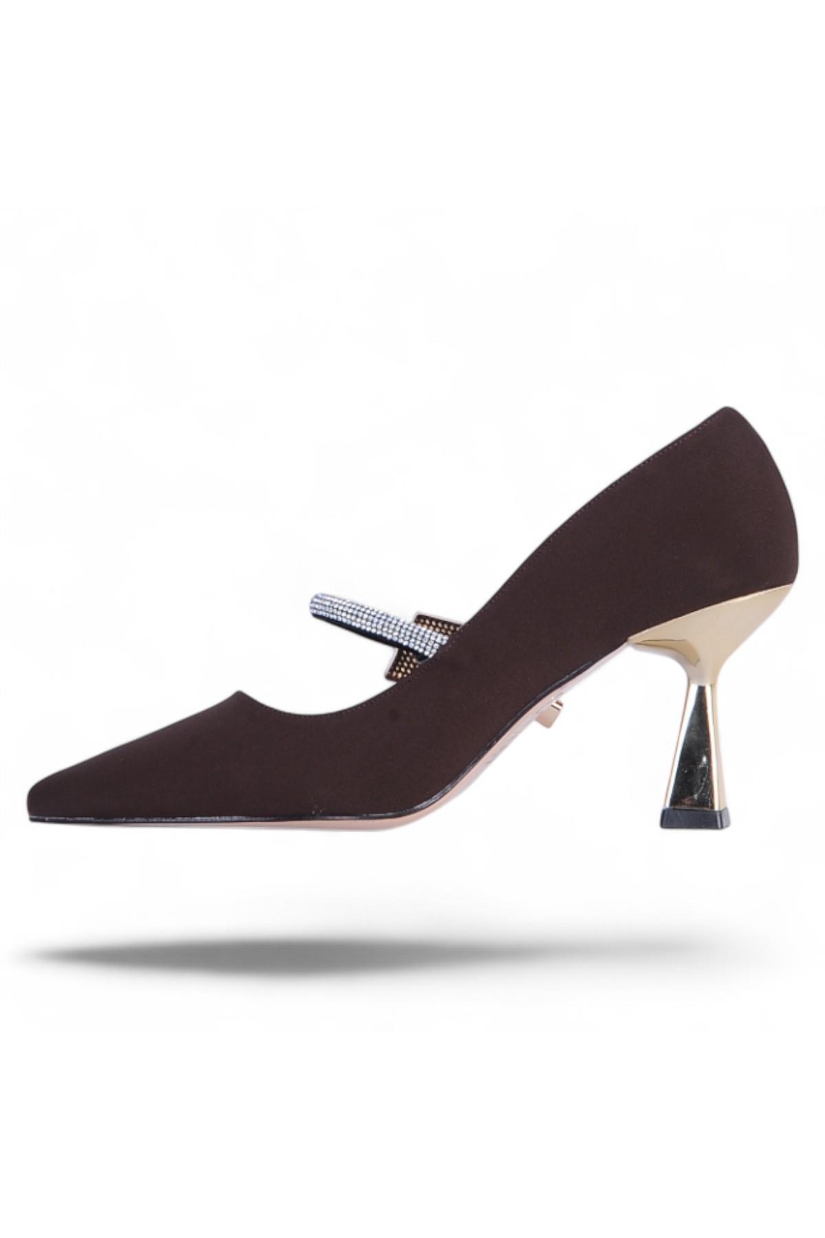 Nehir Onsa Kahve Saten Kadın 9Cm Topuklu Ayakkabı - Görsel 4