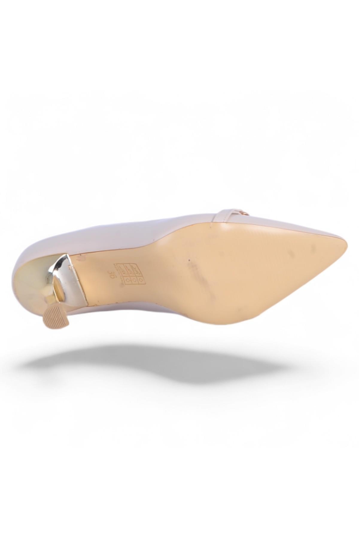 Nehir Carra Krem Rugan Kadın 9Cm Topuklu Ayakkabı - Görsel 5