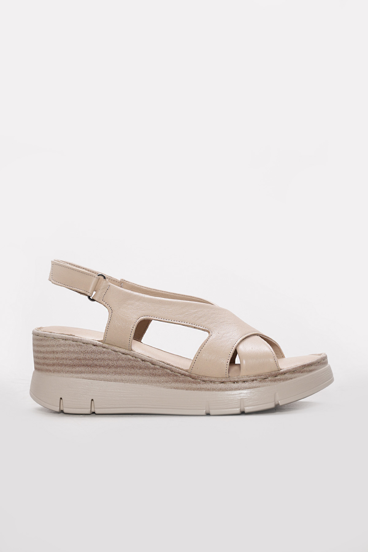 Hakiki Deri Kadın Dolgu Topuk Sandalet 621ZA1405 - Görsel 2