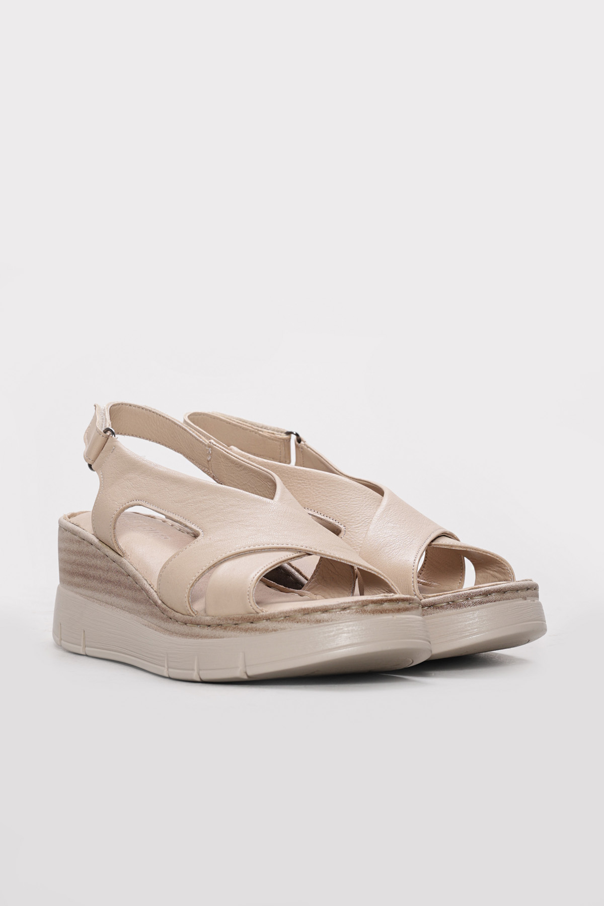 Hakiki Deri Kadın Dolgu Topuk Sandalet 621ZA1405 - Görsel 5