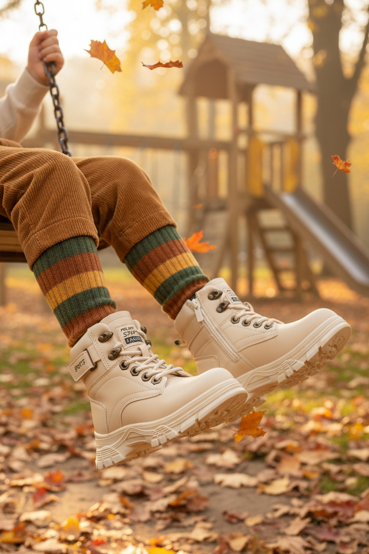 24035 F Bej Polarlı Kaymaz Taban Unisex Çocuk Bot - Görsel 2