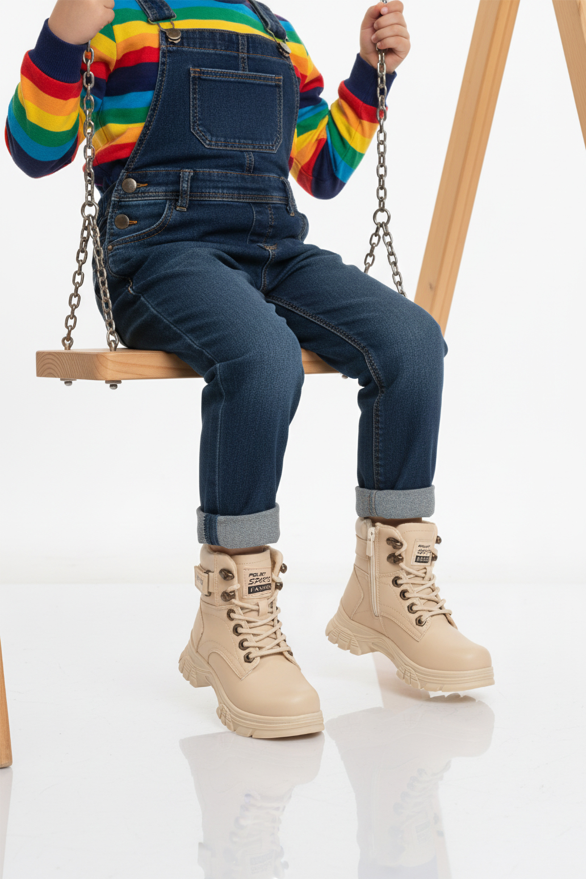 24035 F Bej Polarlı Kaymaz Taban Unisex Çocuk Bot - Görsel 3