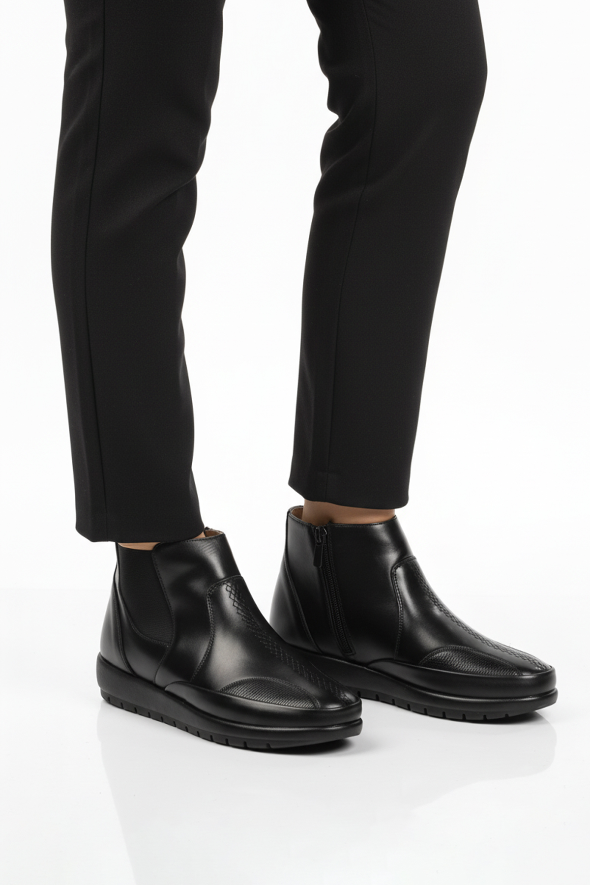 310 Jel Taban Anatoımik Fermuarlı Siyah Kadın Bot - Görsel 3