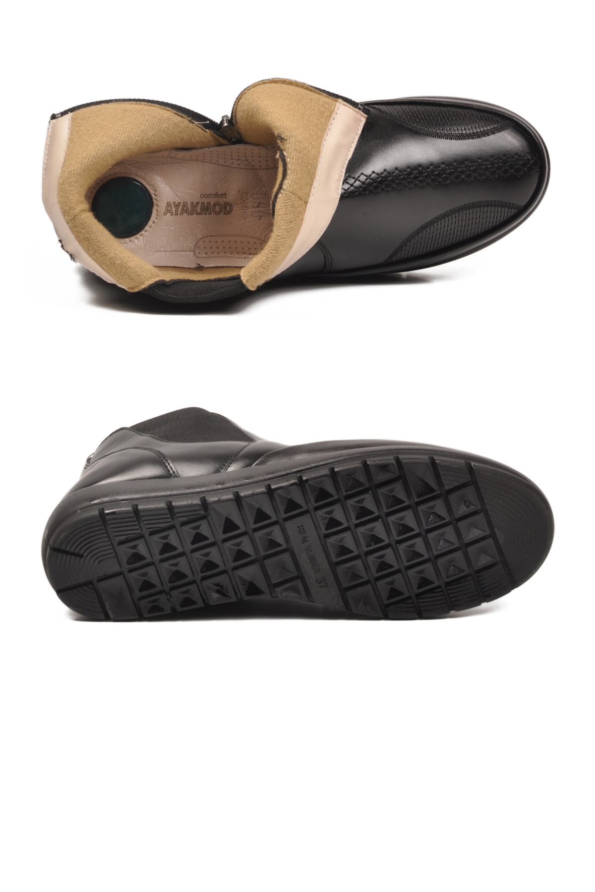 310 Jel Taban Anatoımik Fermuarlı Siyah Kadın Bot - Görsel 6