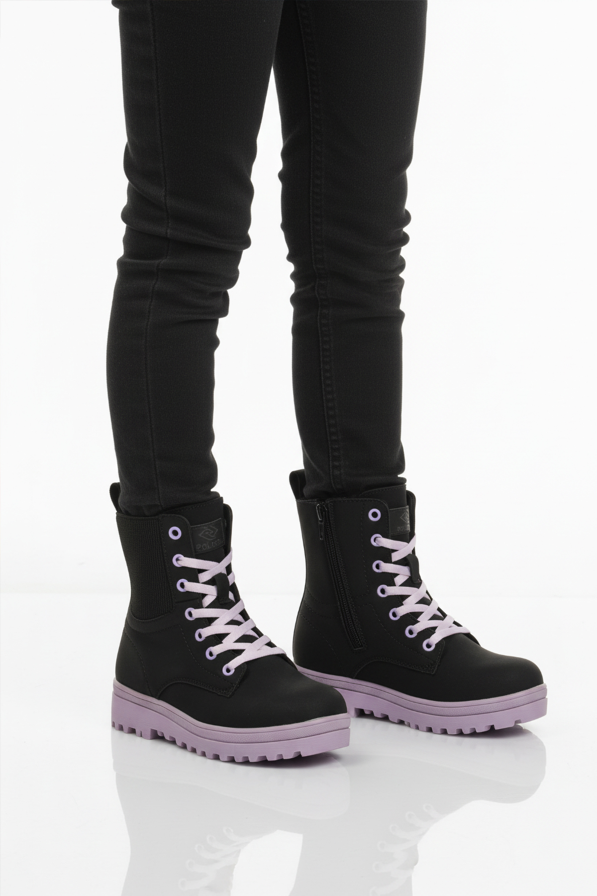 23002 F Siyah-Lila Kaymaz Polarlı Kız Çocuk Bot - Görsel 3