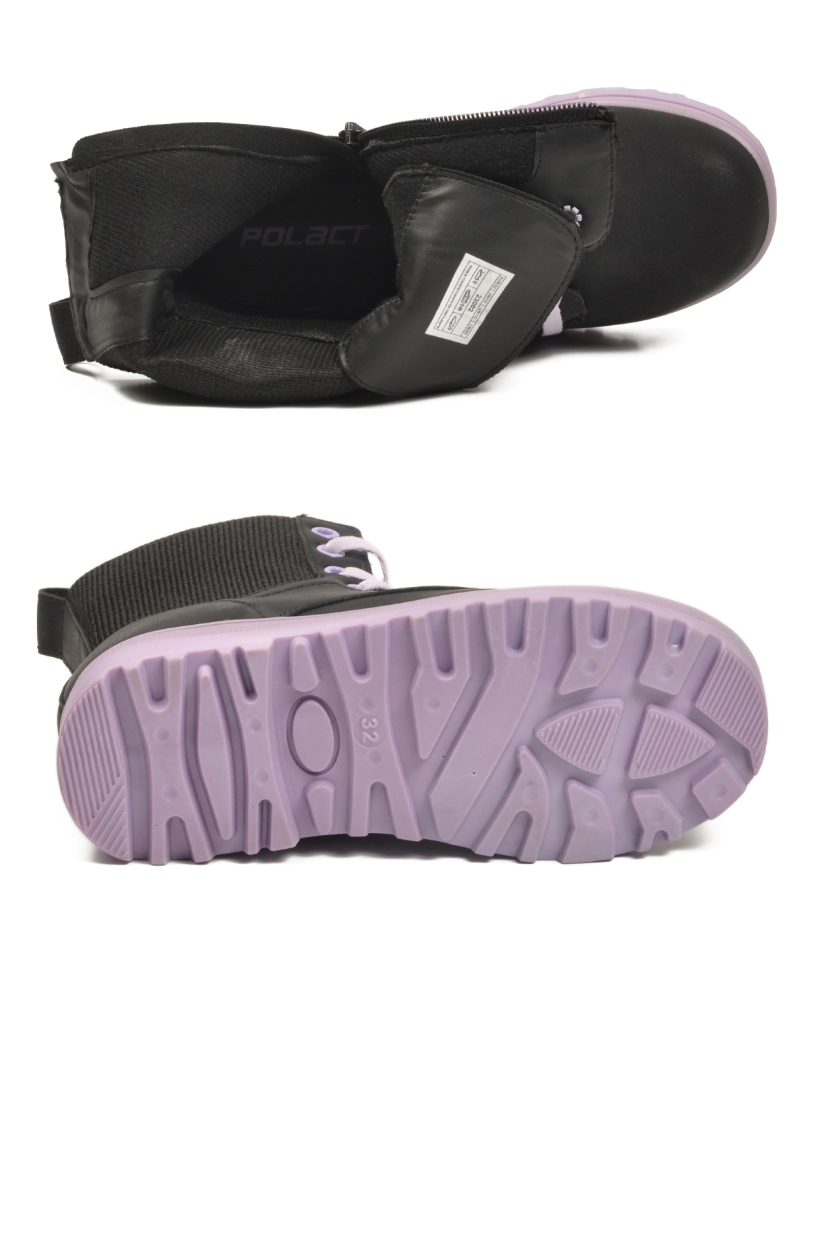 23002 F Siyah-Lila Kaymaz Polarlı Kız Çocuk Bot - Görsel 6