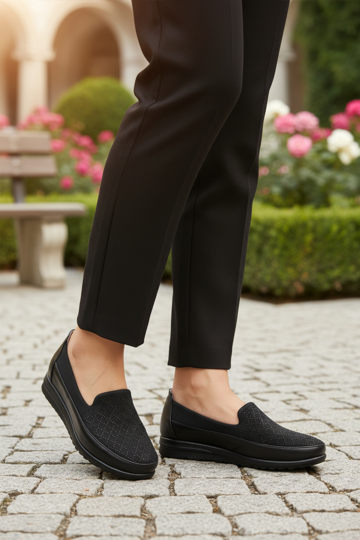 231-S Jel Taban Anatomik Siyah Kadın Günlük Ayakkabı - Görsel 2