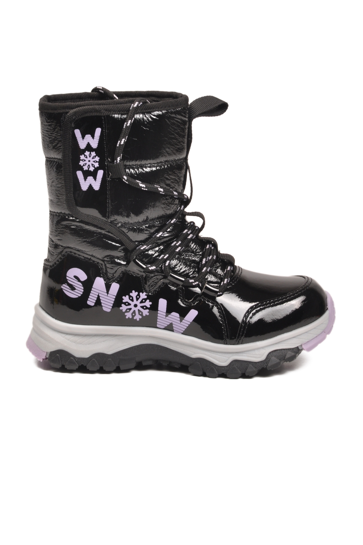 24081 F Kaymaz Soğuğa Dirençli Siyah Lila Kız Çocuk Bot - Görsel 4