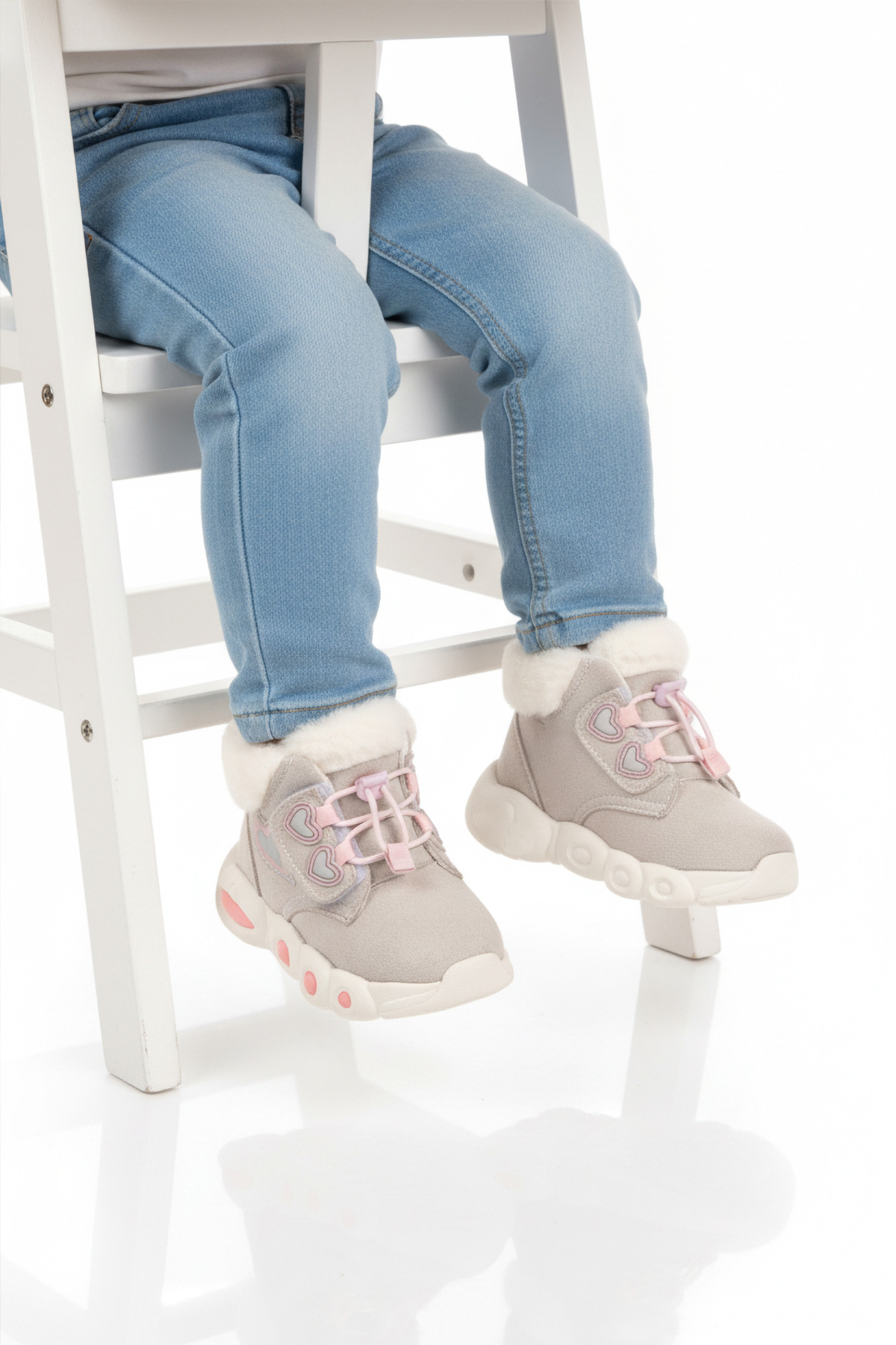 Lici B Buz Cırtlı Desenli Kürklü Kız Bebek Bot - Görsel 3