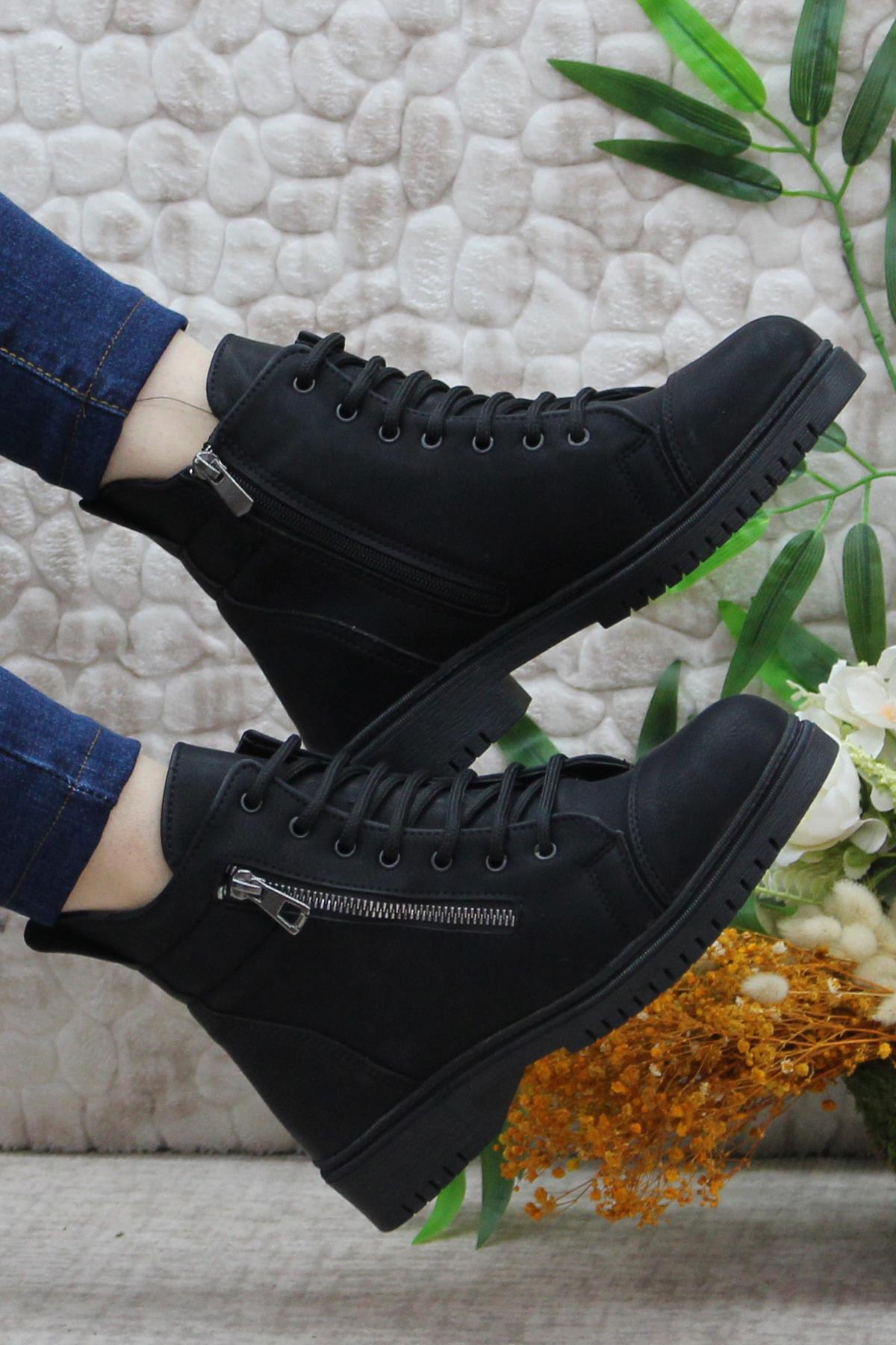 4262 Fermuar Detaylı Rahat Sıcak Astar Kaymaz Taban Kadın Bot - Görsel 2