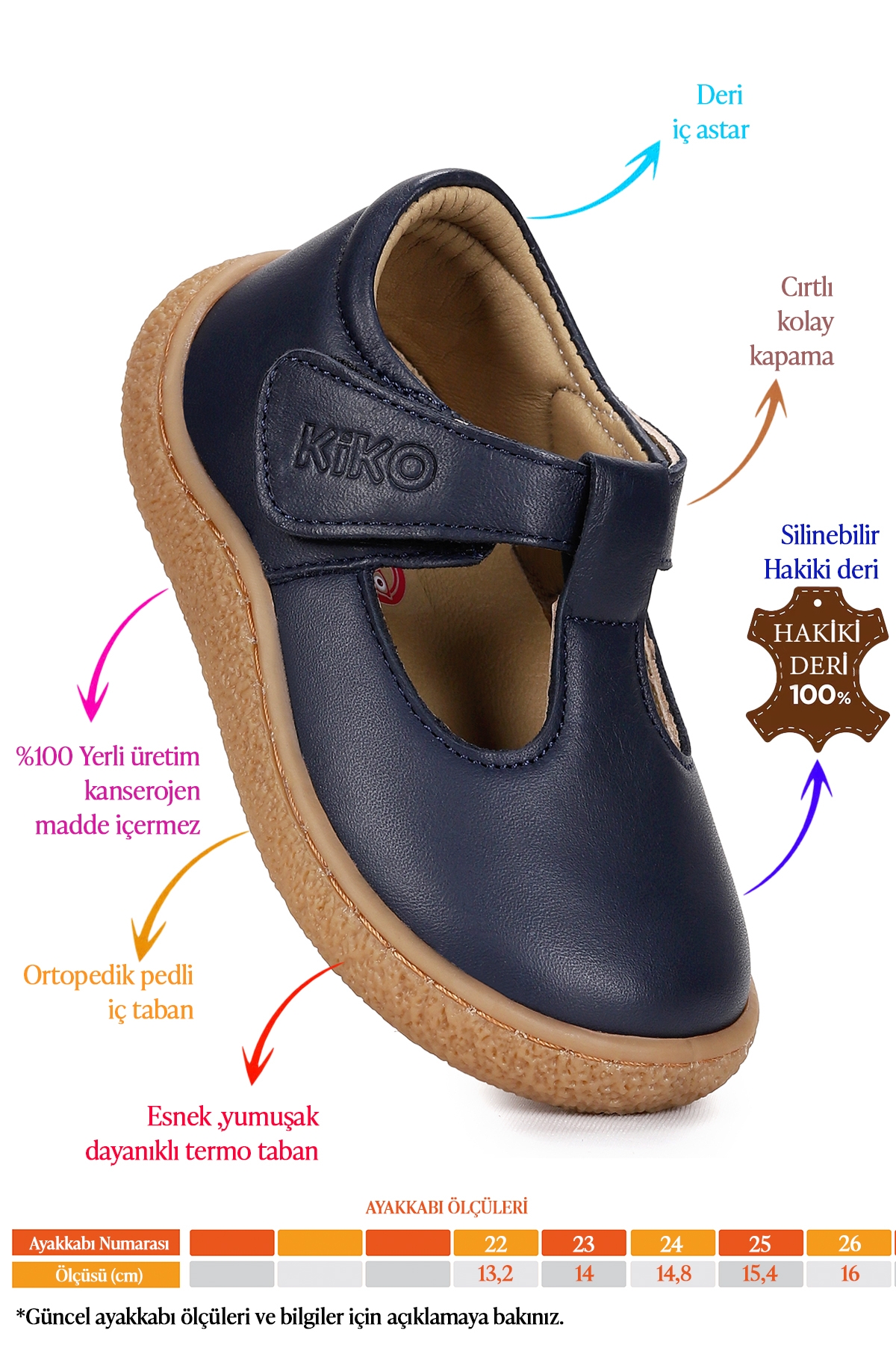 Lija %100 Deri Günlük Kız Bebek Babet Ayakkabı Lacivert - Görsel 3