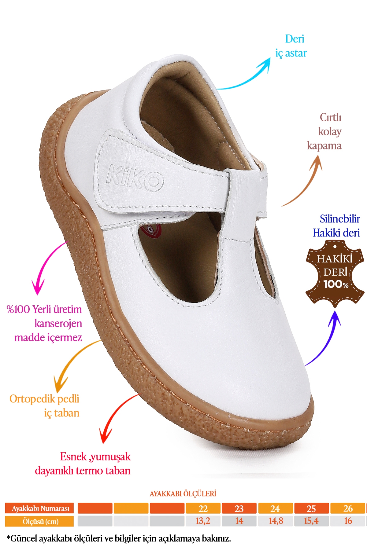 Lija %100 Deri Günlük Kız Bebek Babet Ayakkabı Beyaz - Görsel 3