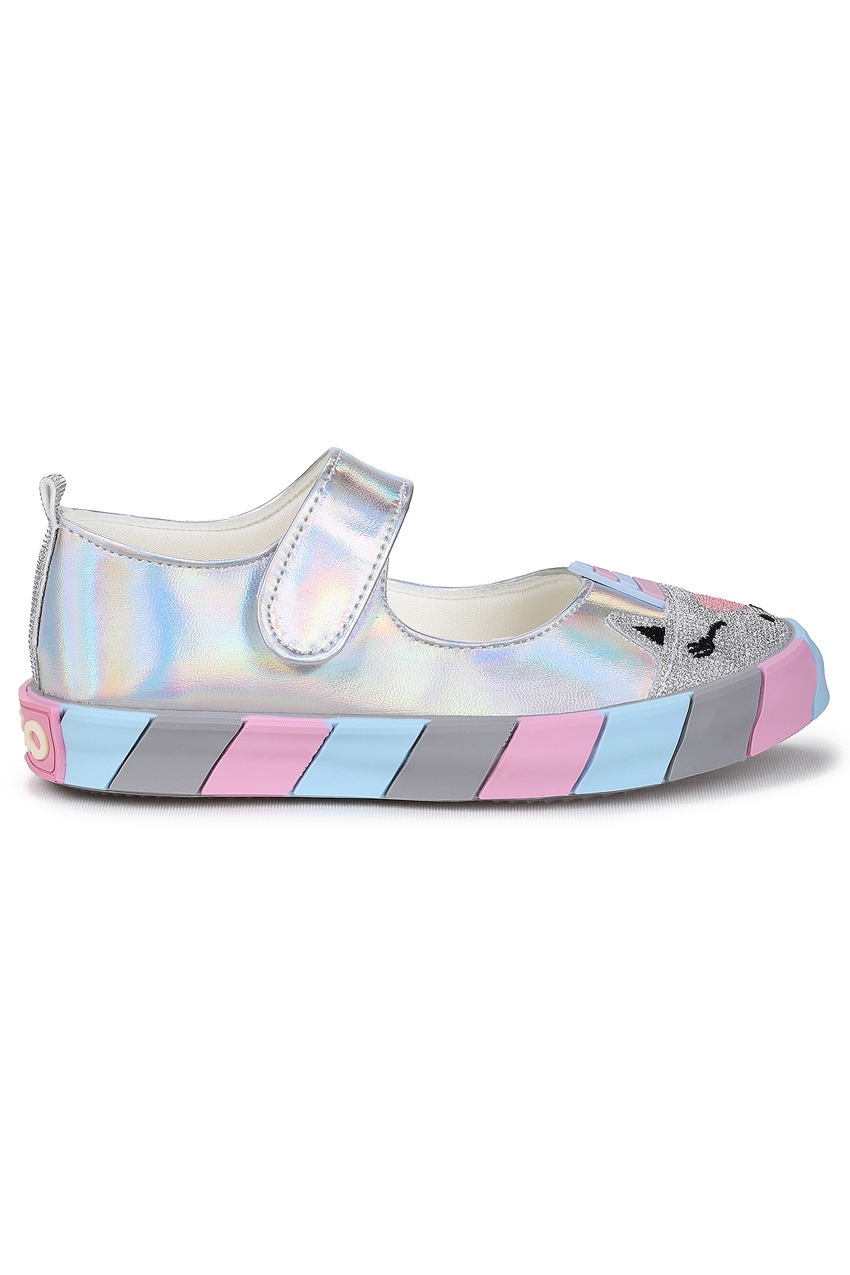 Gilan Cırtlı Işıklı Kız Çocuk Babet Ayakkabı Gümüş - Görsel 2