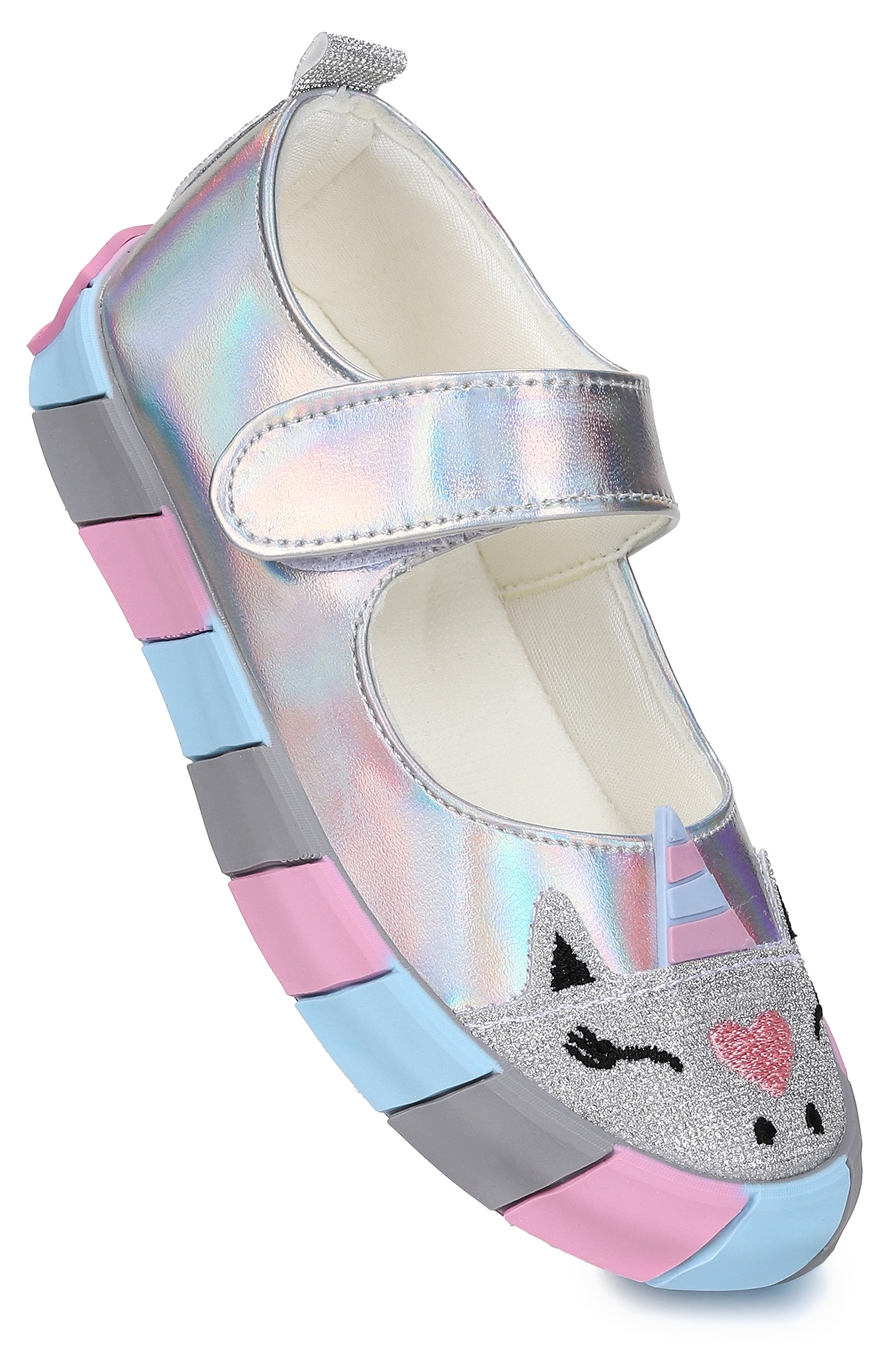 Gilan Cırtlı Işıklı Kız Çocuk Babet Ayakkabı Gümüş - Görsel 5