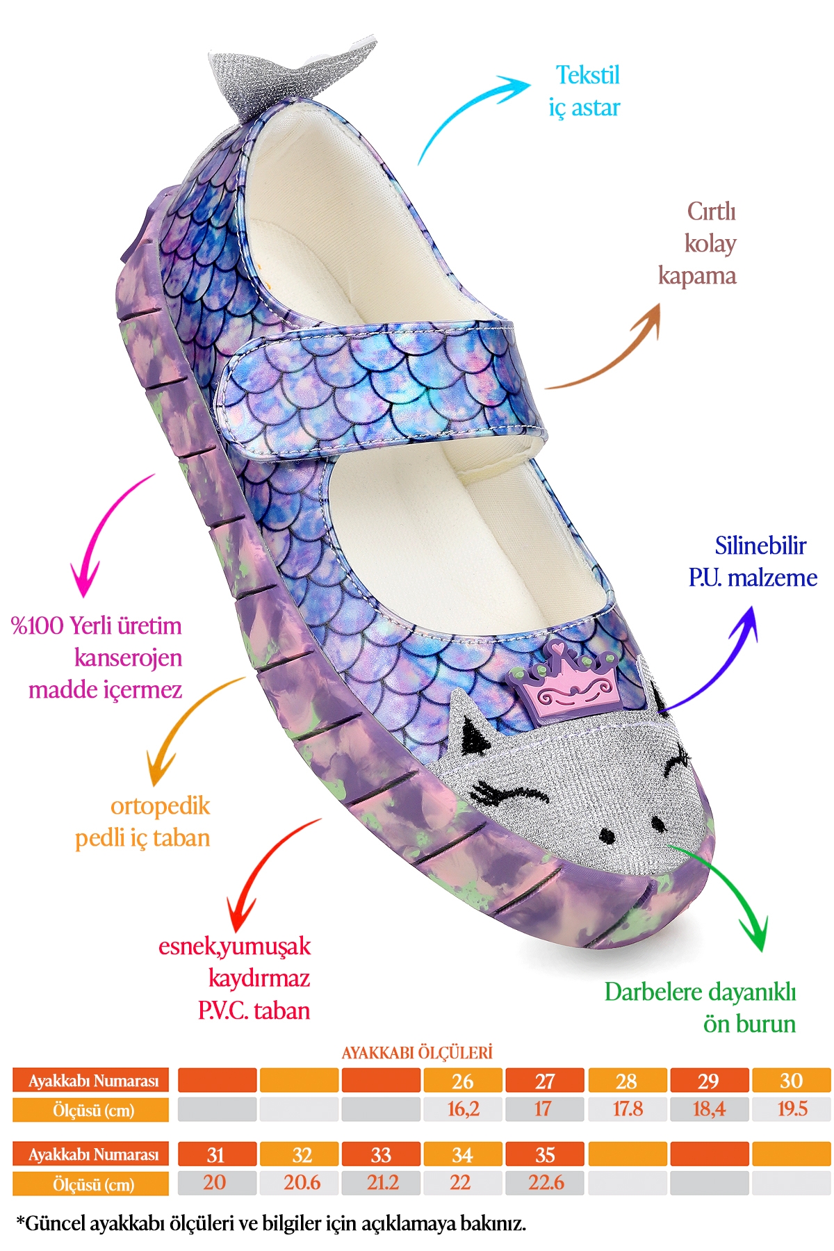Zubin Deniz Kızı Cırtlı Kız Çocuk Babet Ayakkabı Lila - Görsel 3