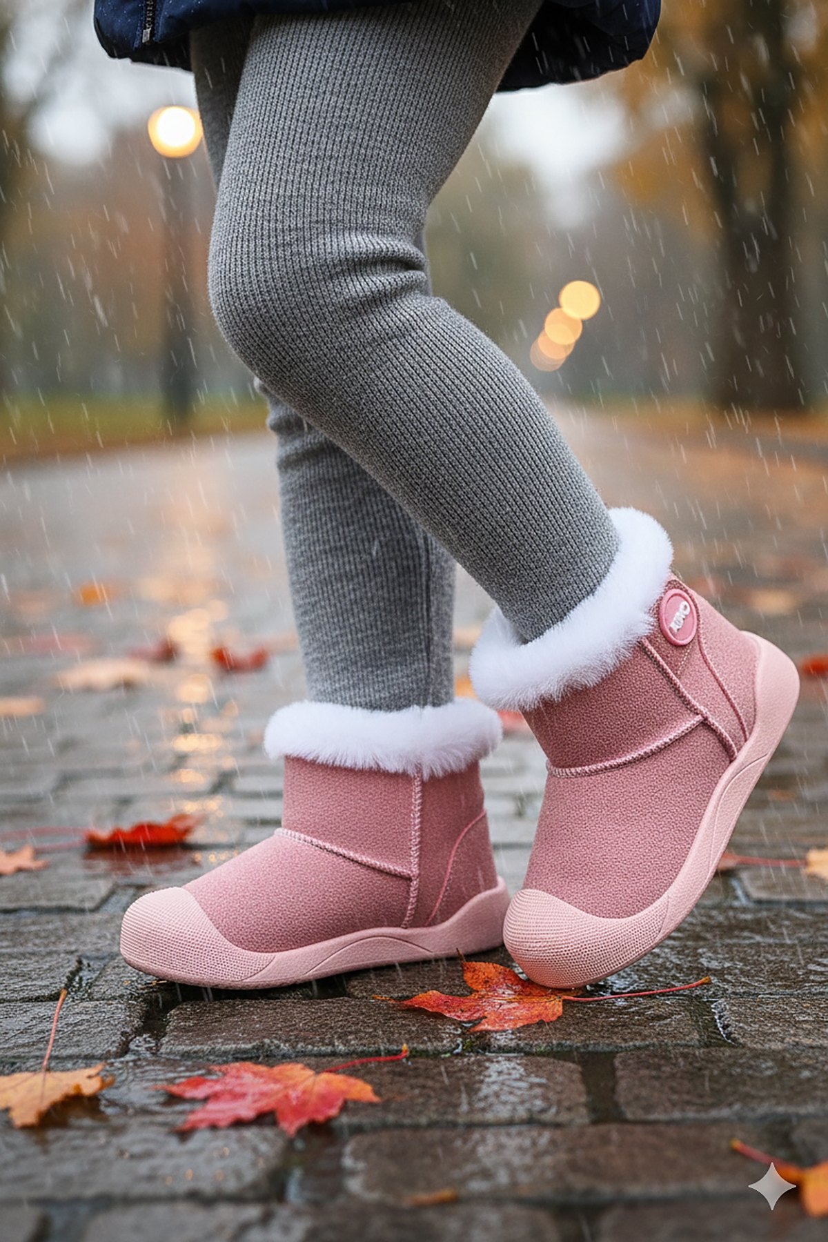 Liplan Cırtlı Termo Taban Kız Bebek Bot Ayakkabı Pudra - Görsel 4