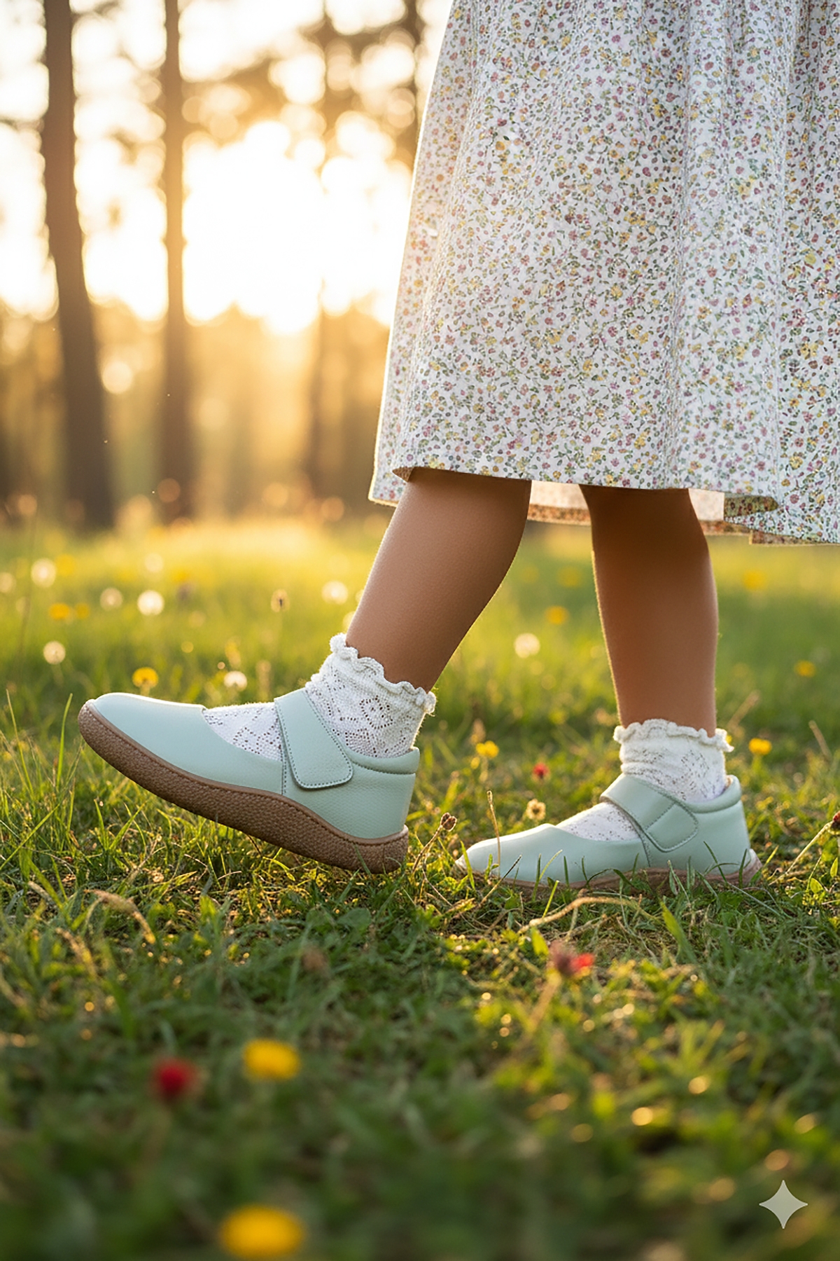 Lida %100 Deri Günlük Kız Çocuk Babet Ayakkabı Su Yeşili - Görsel 4