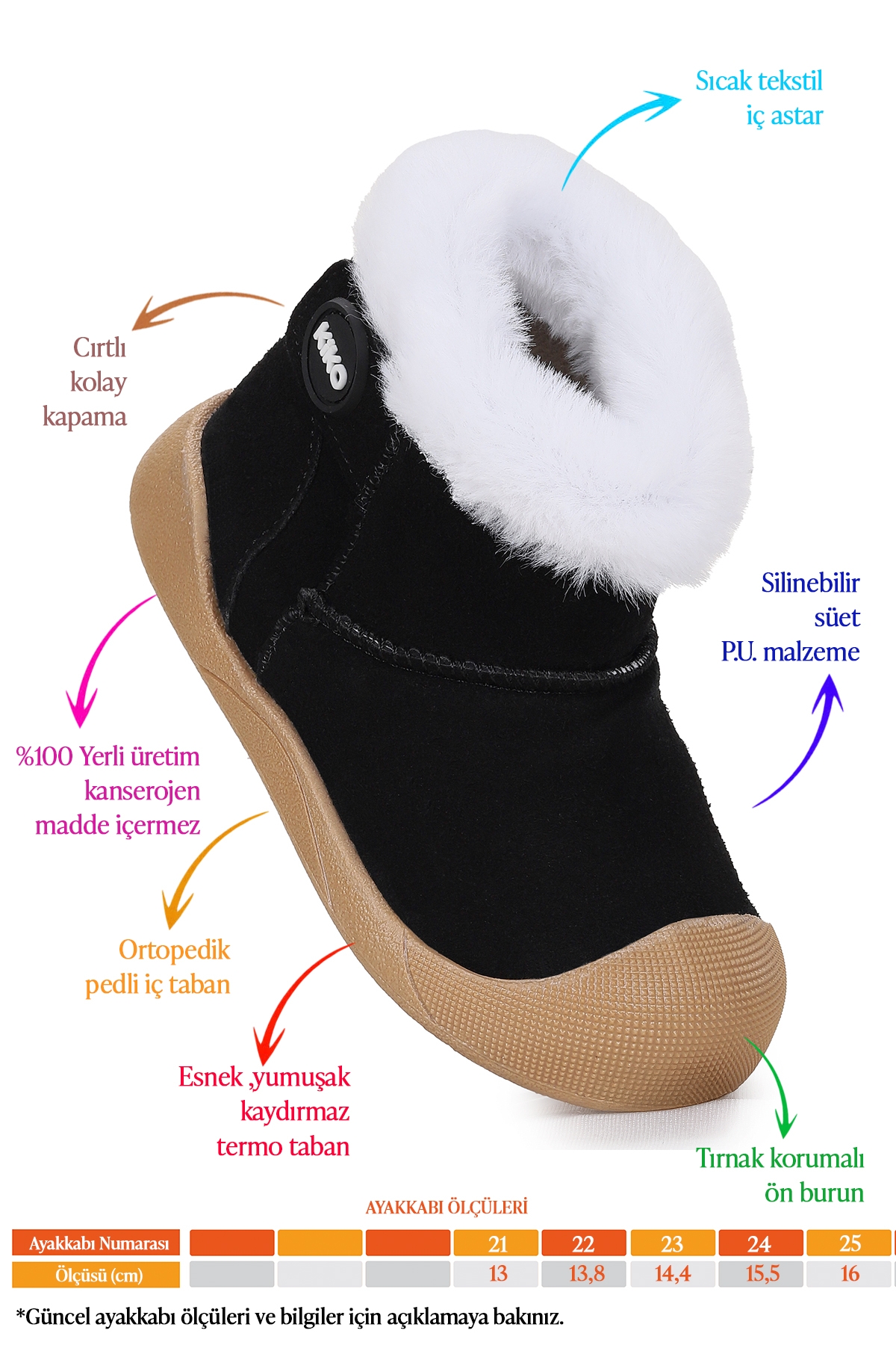 Liplan Cırtlı Termo Taban Kız Bebek Bot Ayakkabı Siyah - Görsel 3