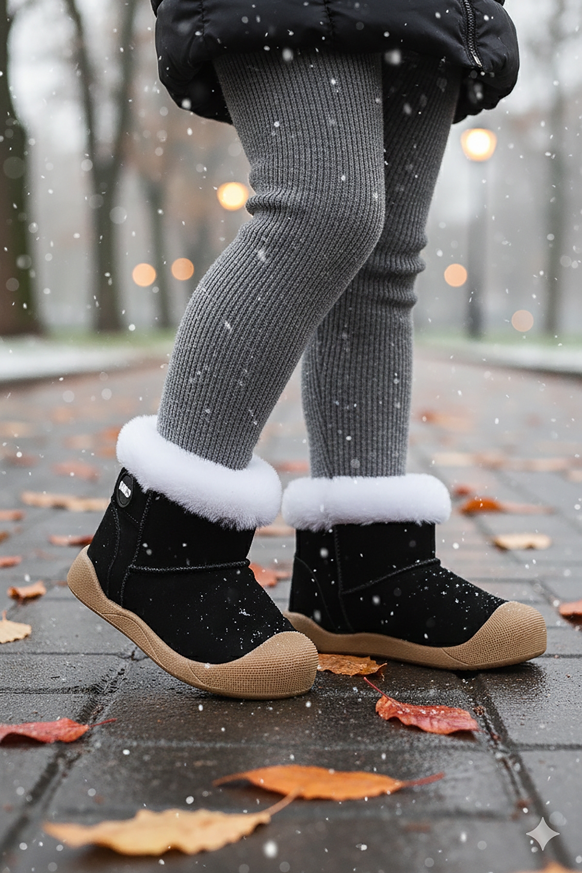 Liplan Cırtlı Termo Taban Kız Bebek Bot Ayakkabı Siyah - Görsel 4