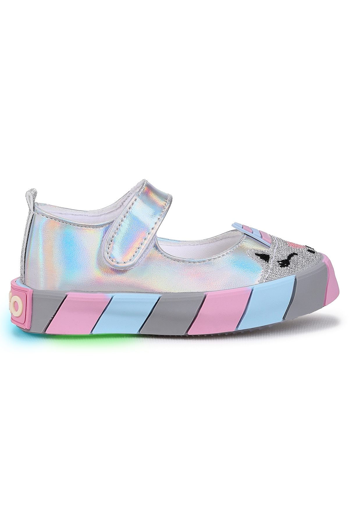 Gilan Cırtlı Işıklı Kız Bebek Babet Ayakkabı Gümüş - Görsel 2