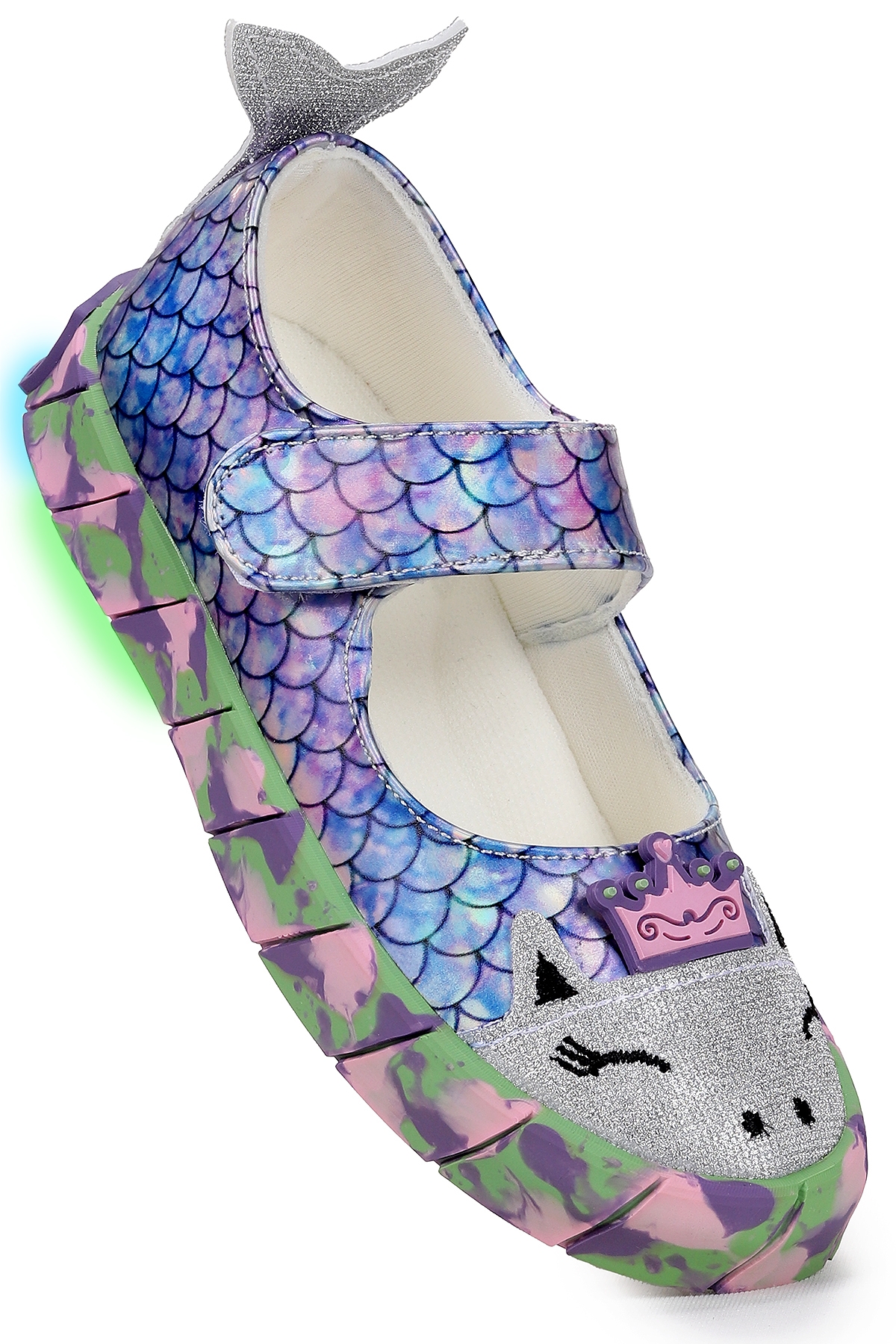 Zubin Deniz Kızı Cırtlı Işıklı Kız Çocuk Babet Ayakkabı Lila - Görsel 5