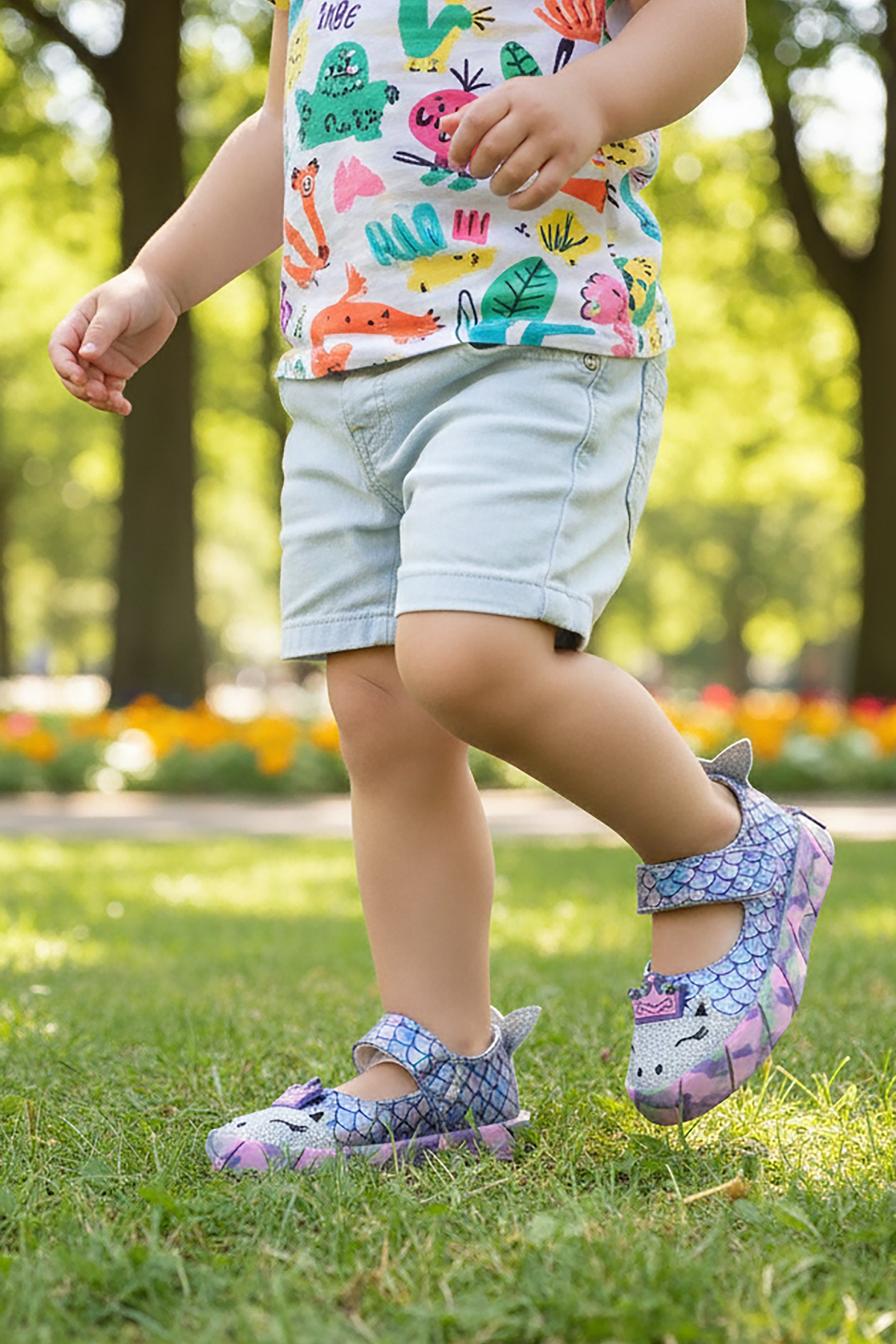 Zubin Deniz Kızı Cırtlı Işıklı Kız Bebek Babet Ayakkabı Lila - Görsel 4
