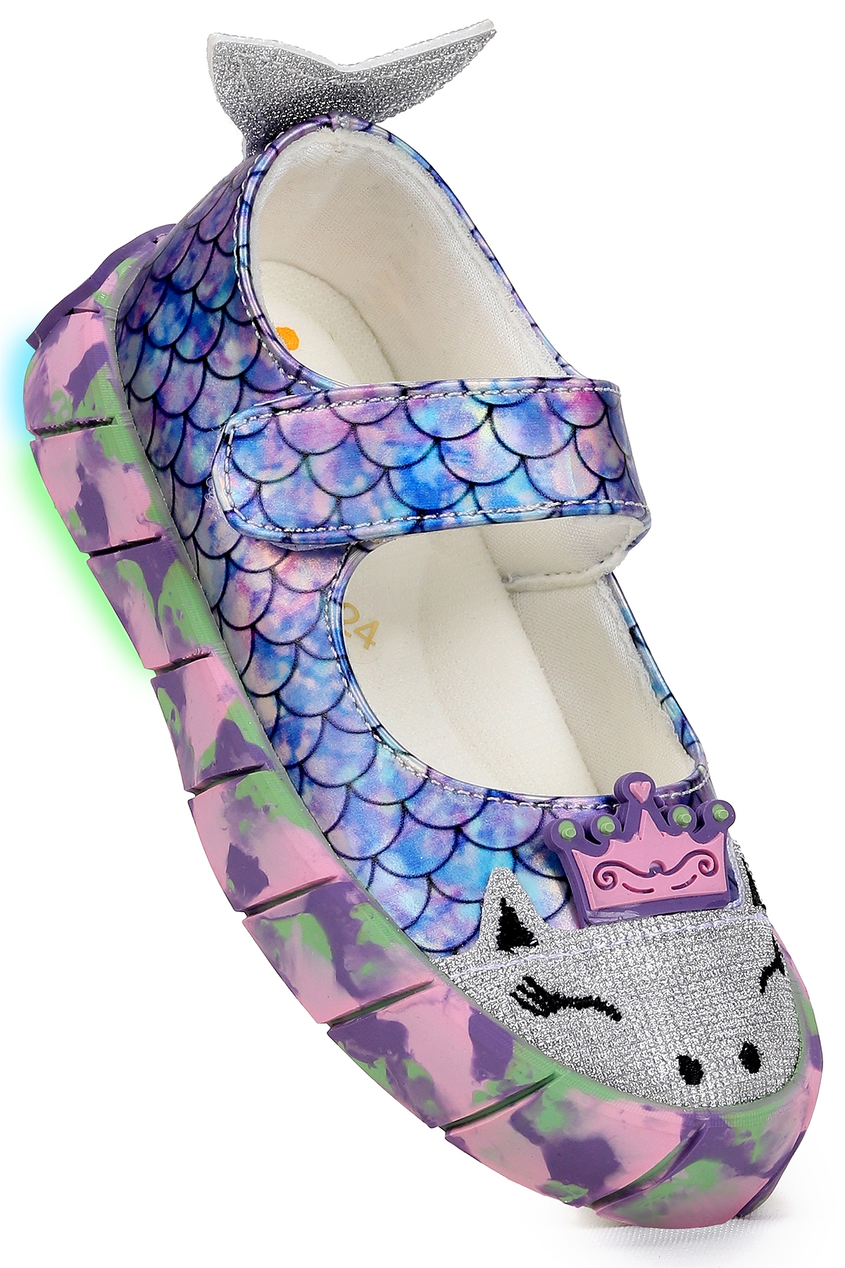 Zubin Deniz Kızı Cırtlı Işıklı Kız Bebek Babet Ayakkabı Lila - Görsel 5