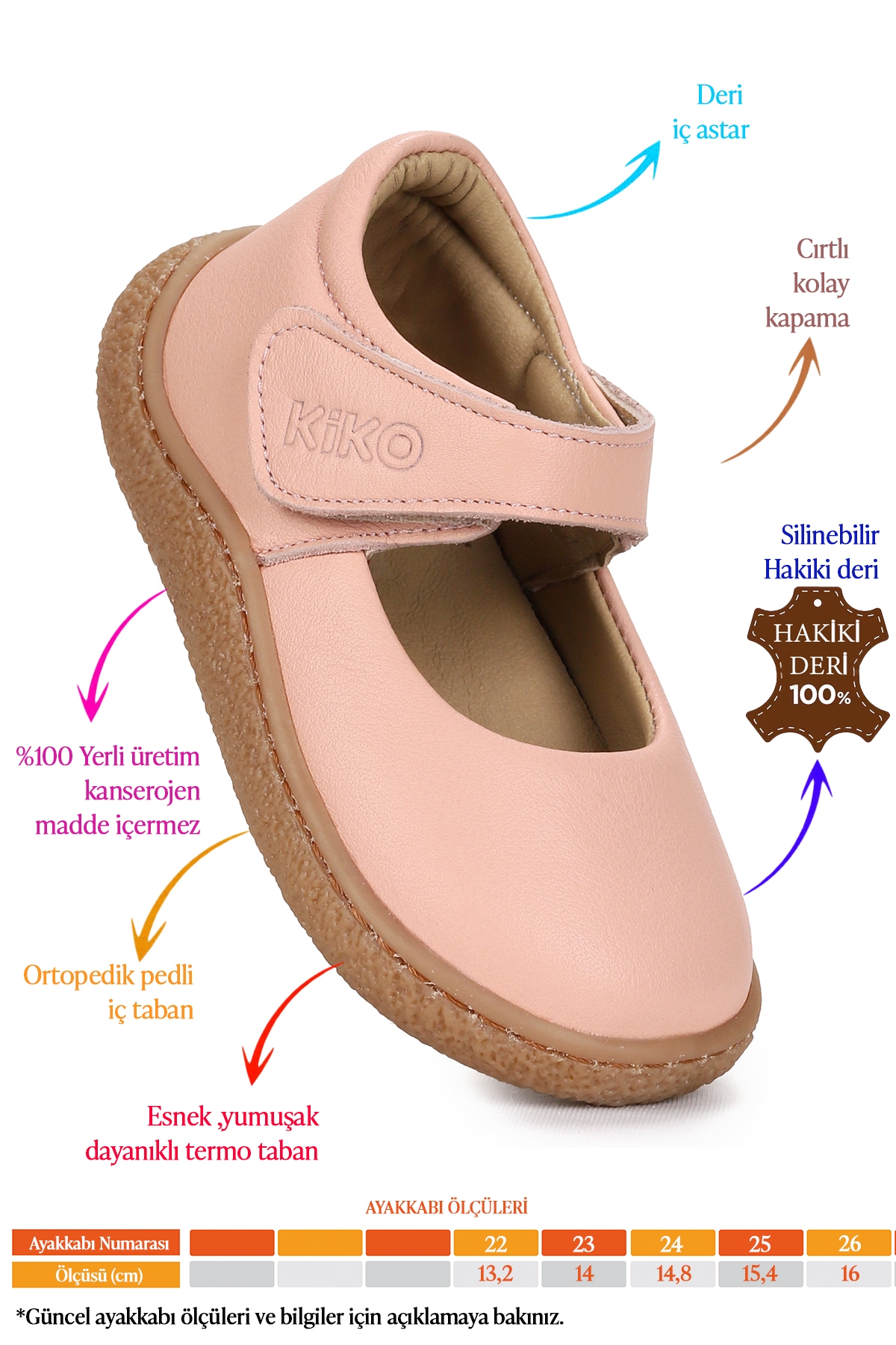 Lida %100 Deri Günlük Kız Bebek Babet Ayakkabı Pudra - Görsel 3