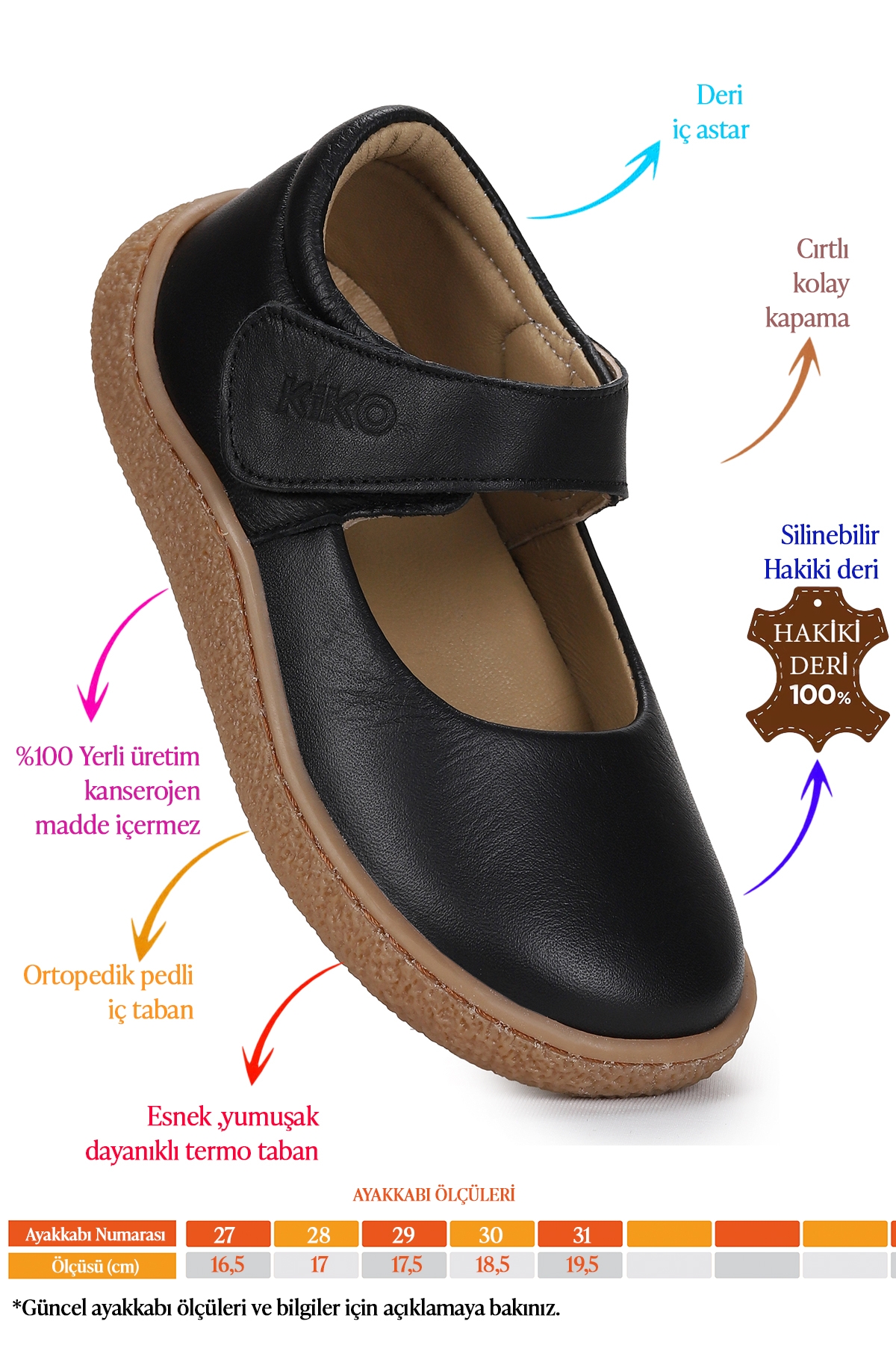 Lida %100 Deri Günlük Kız Çocuk Babet Ayakkabı Siyah - Görsel 3