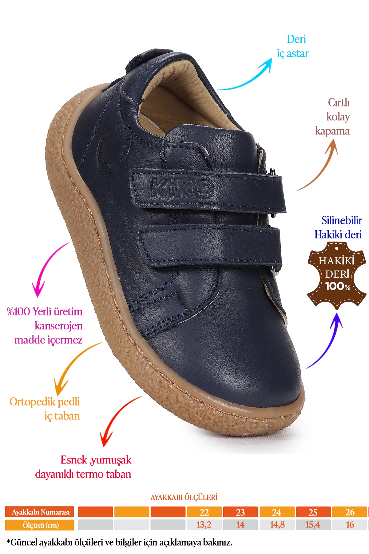 Luqa %100 Deri Günlük Erkek Bebek Spor Ayakkabı Lacivert - Görsel 3