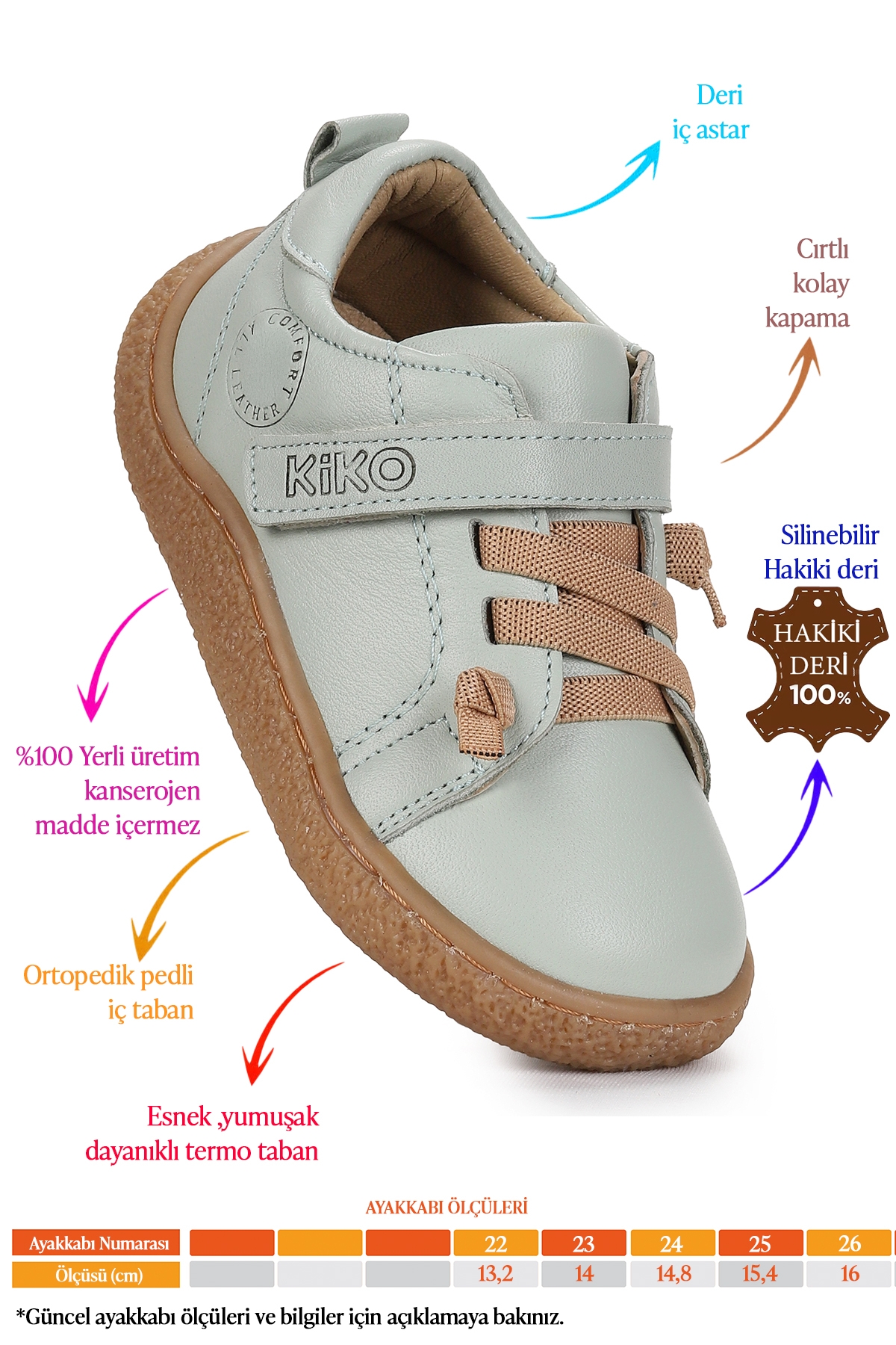 Arad %100 Deri Günlük Erkek Bebek Spor Ayakkabı Su Yeşili - Görsel 3