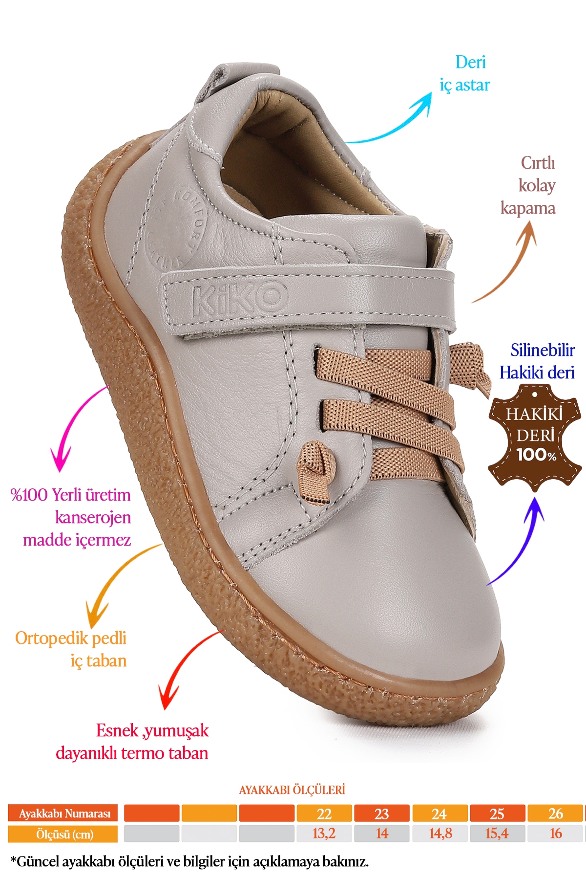 Arad %100 Deri Günlük Erkek Bebek Spor Ayakkabı Bej - Görsel 3