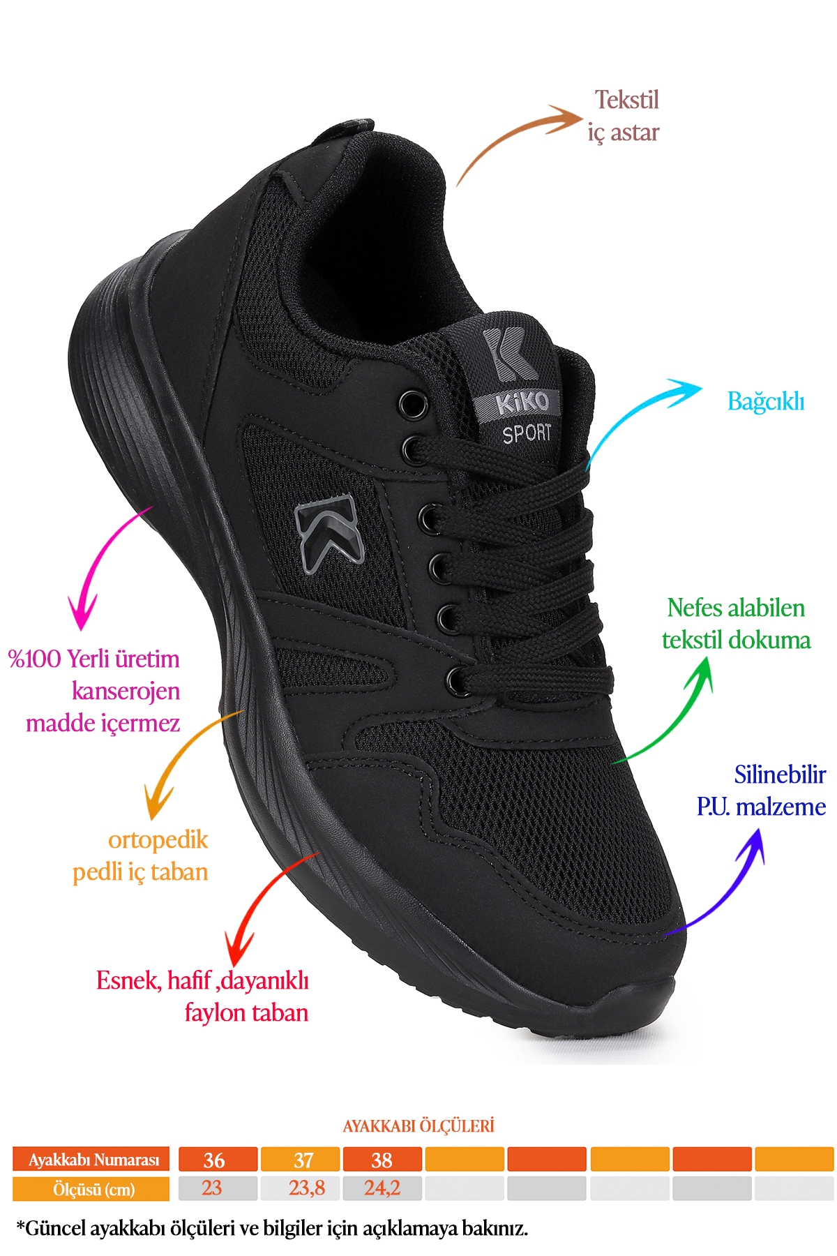 Dima Fileli Faylon Taban Erkek Çocuk Spor Ayakkabı Siyah - Görsel 3