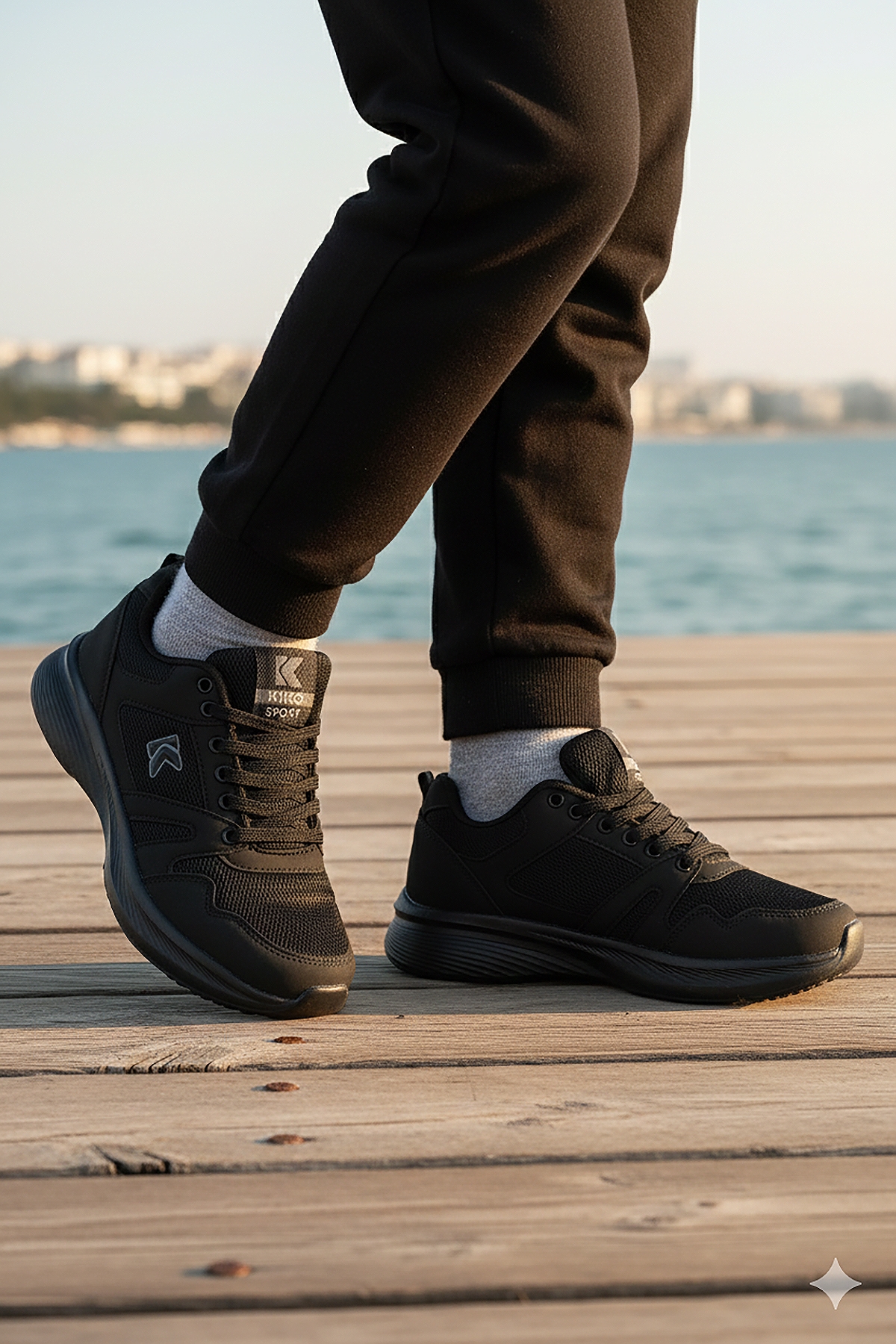 Dima Fileli Faylon Taban Erkek Çocuk Spor Ayakkabı Siyah - Görsel 4