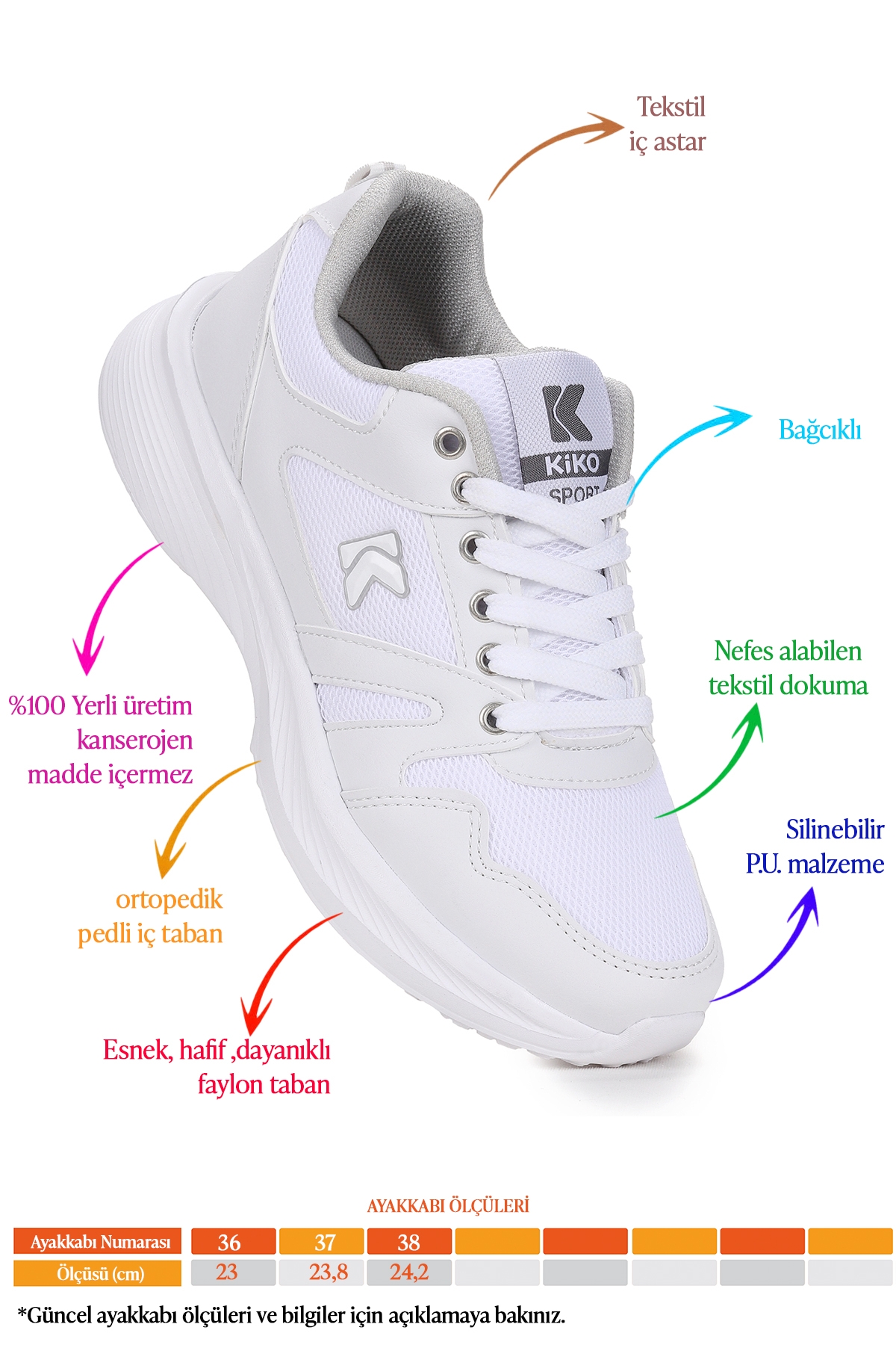 Dima Fileli Faylon Taban Erkek Çocuk Spor Ayakkabı Beyaz - Görsel 3