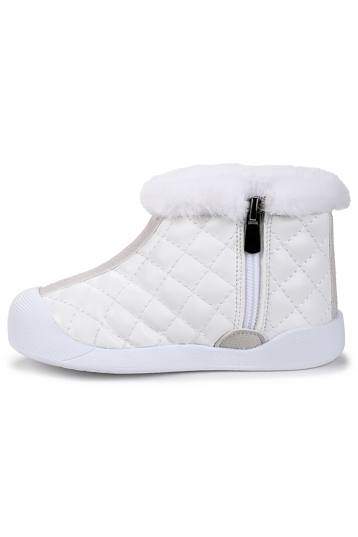 Biser Fermuarlı Termo Taban Kız Çocuk Bot Ayakkabı Beyaz - Görsel 5